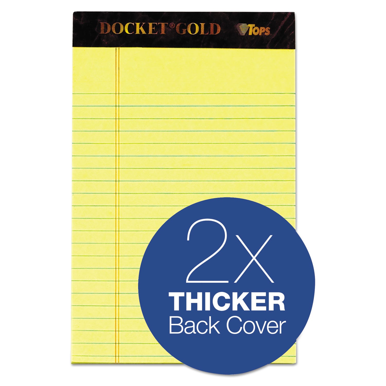 TOPS™ Docket Gold Ruled Perforated Pads, Narrow Rule, 50 Canary-Yellow 5 x 8 Sheets, 12/Pack