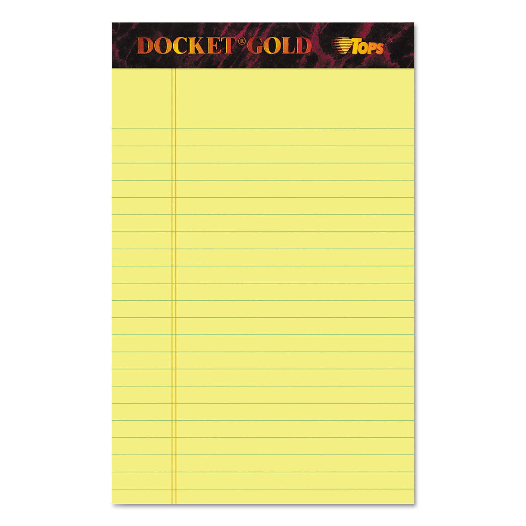 Docket Gold Ruled Perforated Pads, Narrow Rule, 50 Canary-Yellow 5 x 8 Sheets, 12/Pack