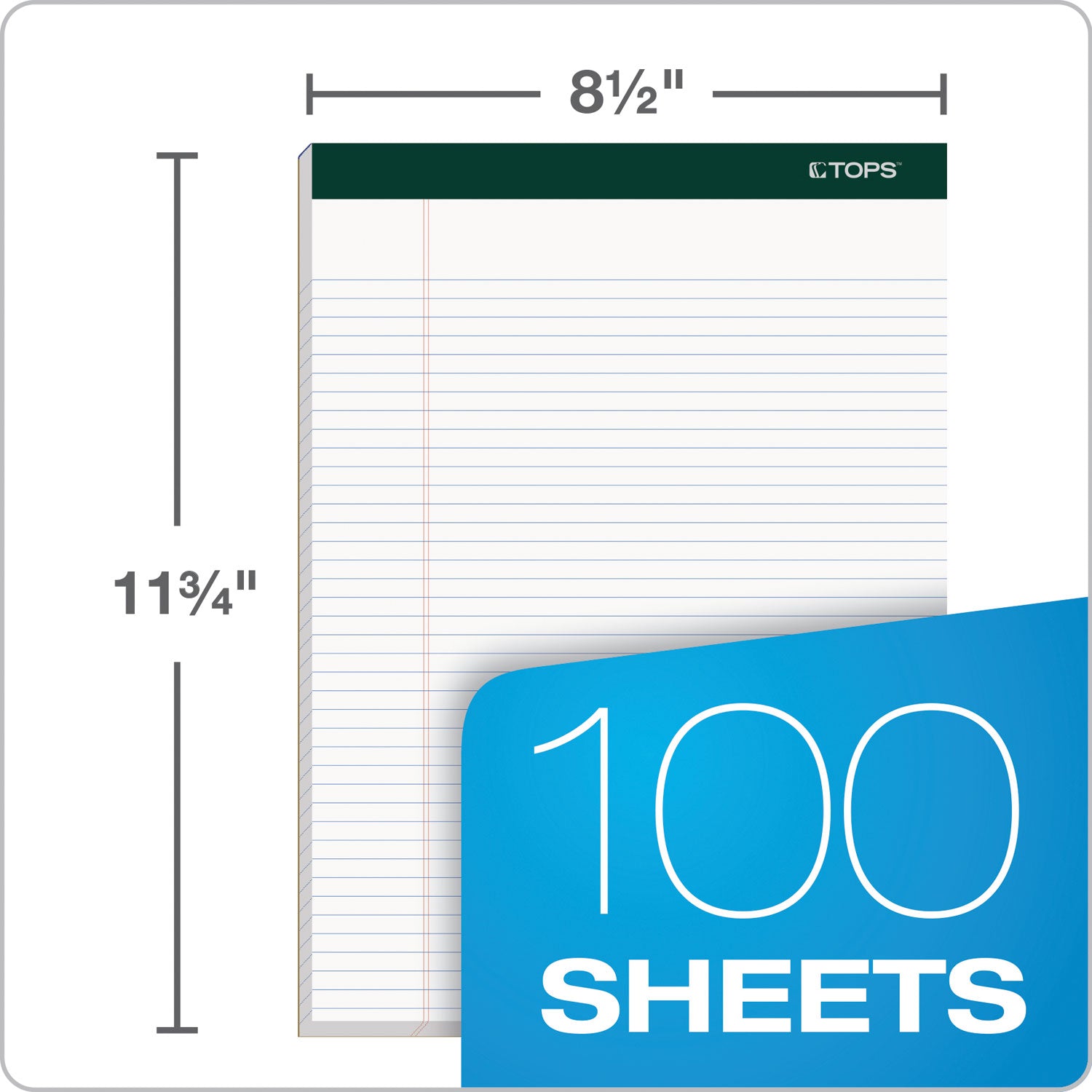 TOPS™ Double Docket Ruled Pads, Narrow Rule, 100 White 8.5 X 11.75 Sheets, 4/pack