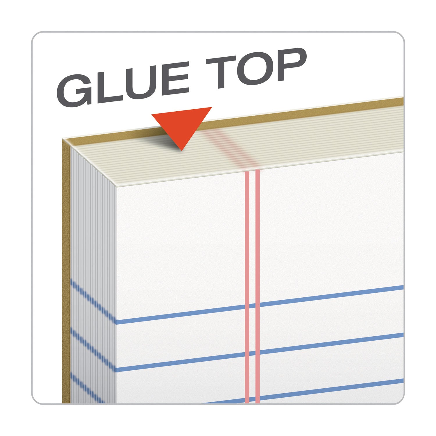 TOPS™ "The Legal Pad" Glue Top Pads, Wide/Legal Rule, 50 White 8.5 x 11 Sheets, 12/Pack