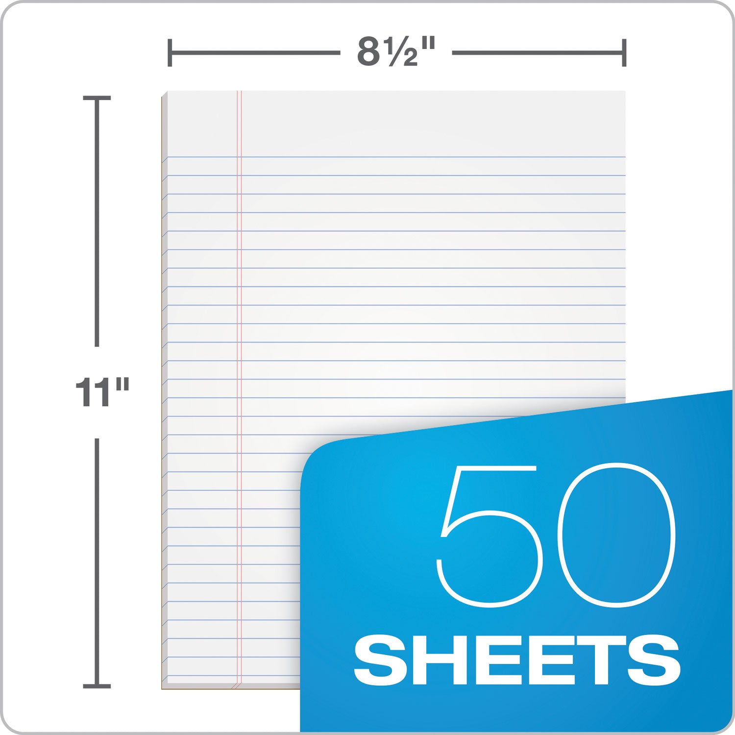 TOPS™ "The Legal Pad" Glue Top Pads, Wide/legal Rule, 50 White 8.5 X 11 Sheets, 12/pack