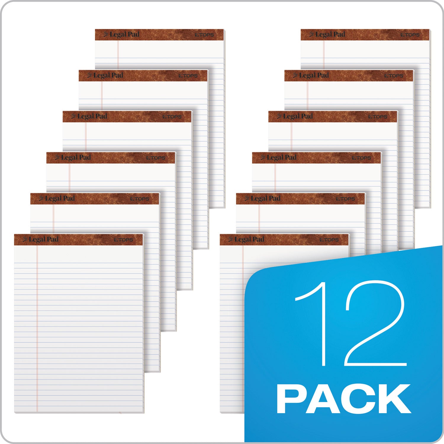 TOPS™ "The Legal Pad" Ruled Perforated Pads, Wide/legal Rule, 50 White 8.5 X 11.75 Sheets, Dozen