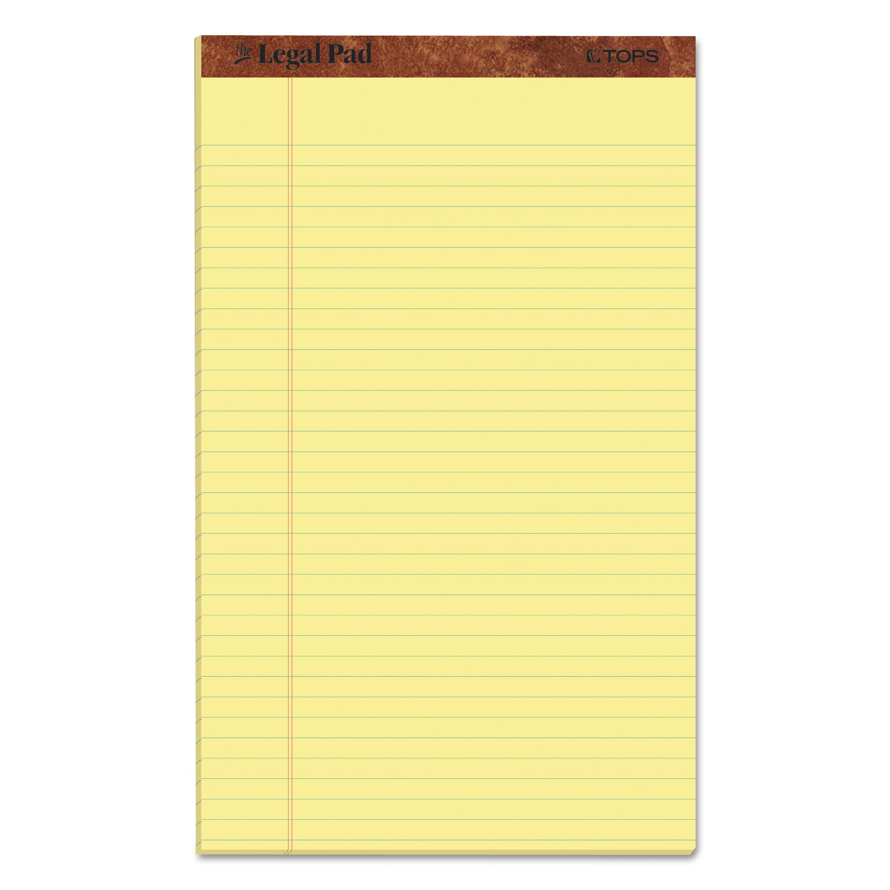 TOPS™ "The Legal Pad" Plus Ruled Perforated Pads with 40 pt. Back, Wide/Legal Rule, 50 Canary-Yellow 8.5 x 14 Sheets, Dozen