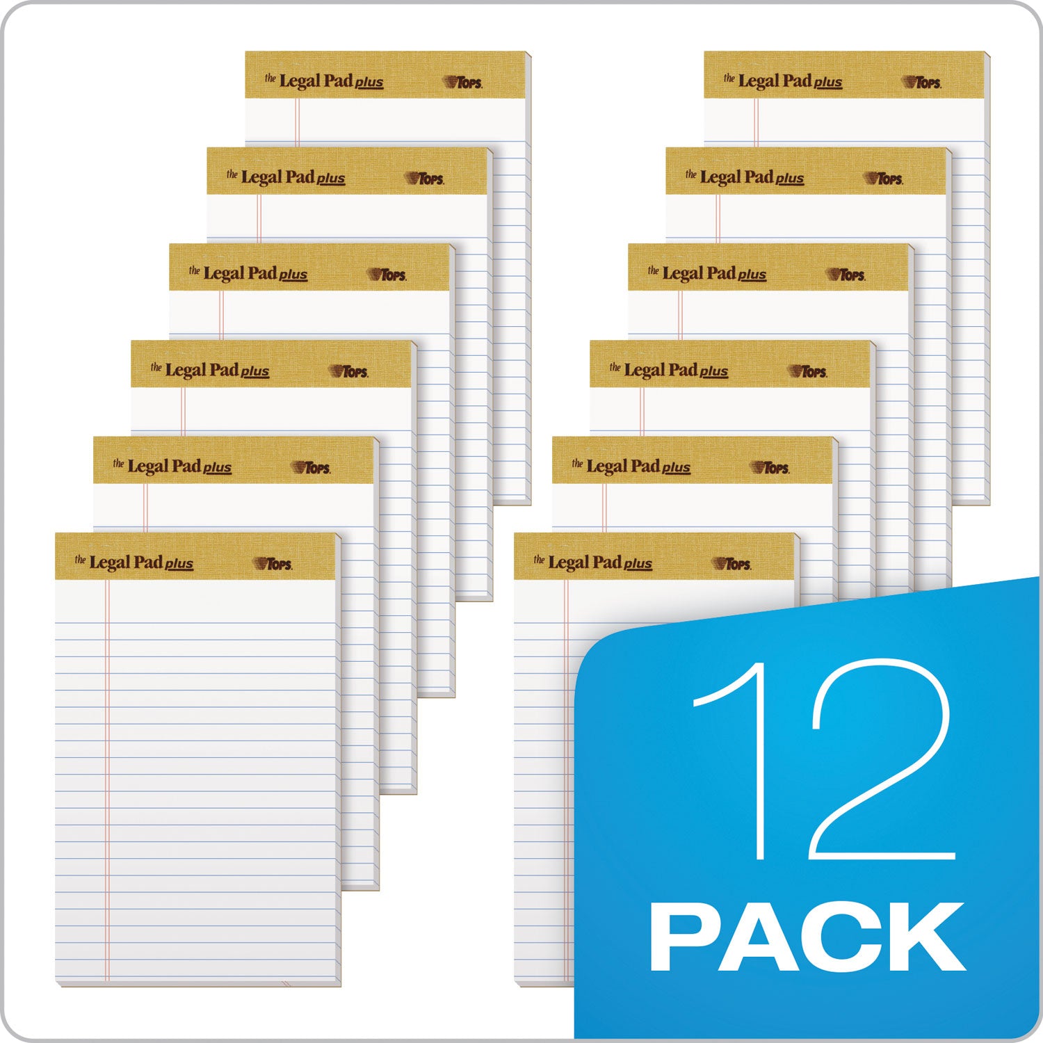 TOPS™ "The Legal Pad" Plus Ruled Perforated Pads With 40 Pt. Back, Narrow Rule, 50 White 5 X 8 Sheets, Dozen