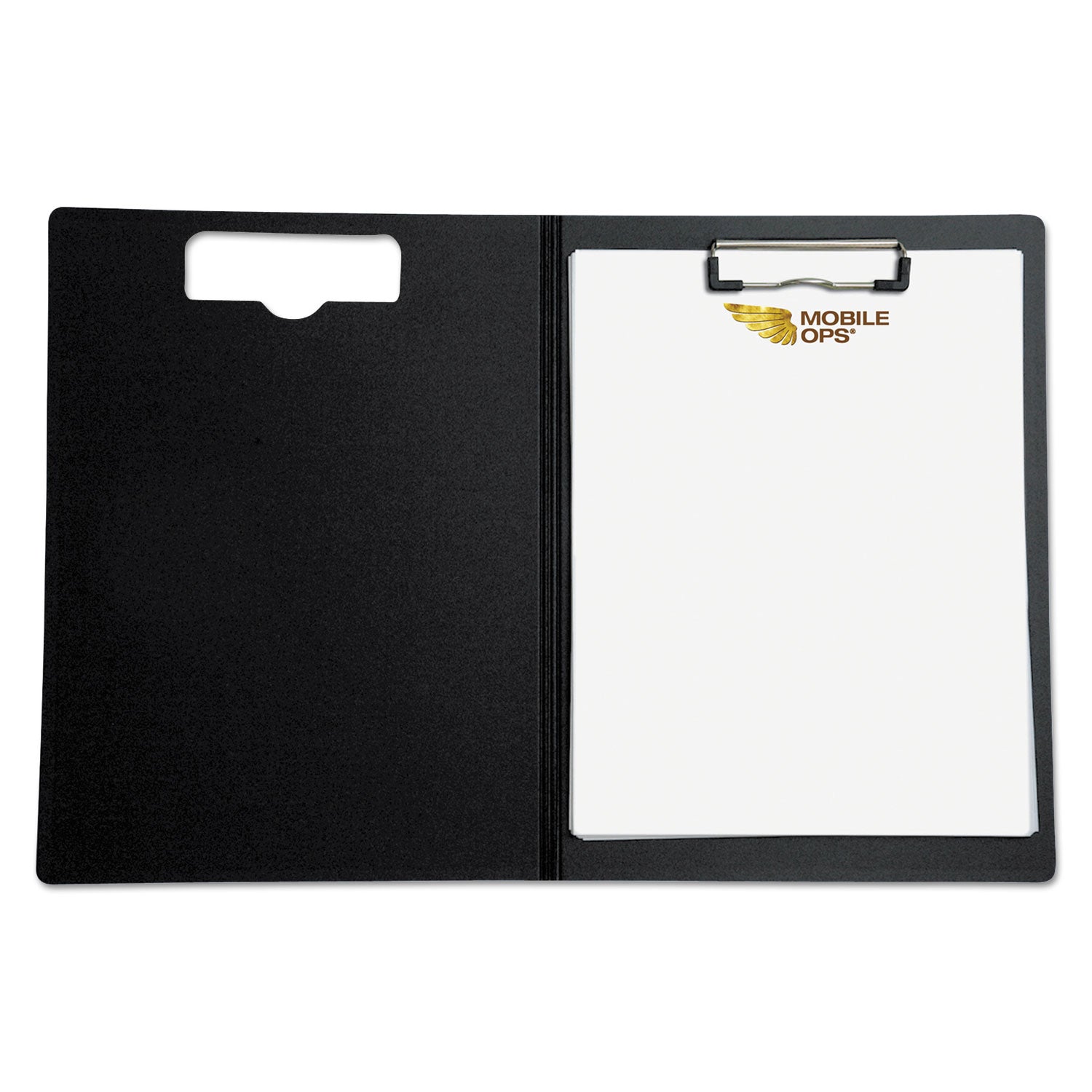 Mobile OPS® Portfolio Clipboard with Low-Profile Clip, Portrait Orientation, 0.5" Clip Capacity, Holds 8.5 x 11 Sheets, Black