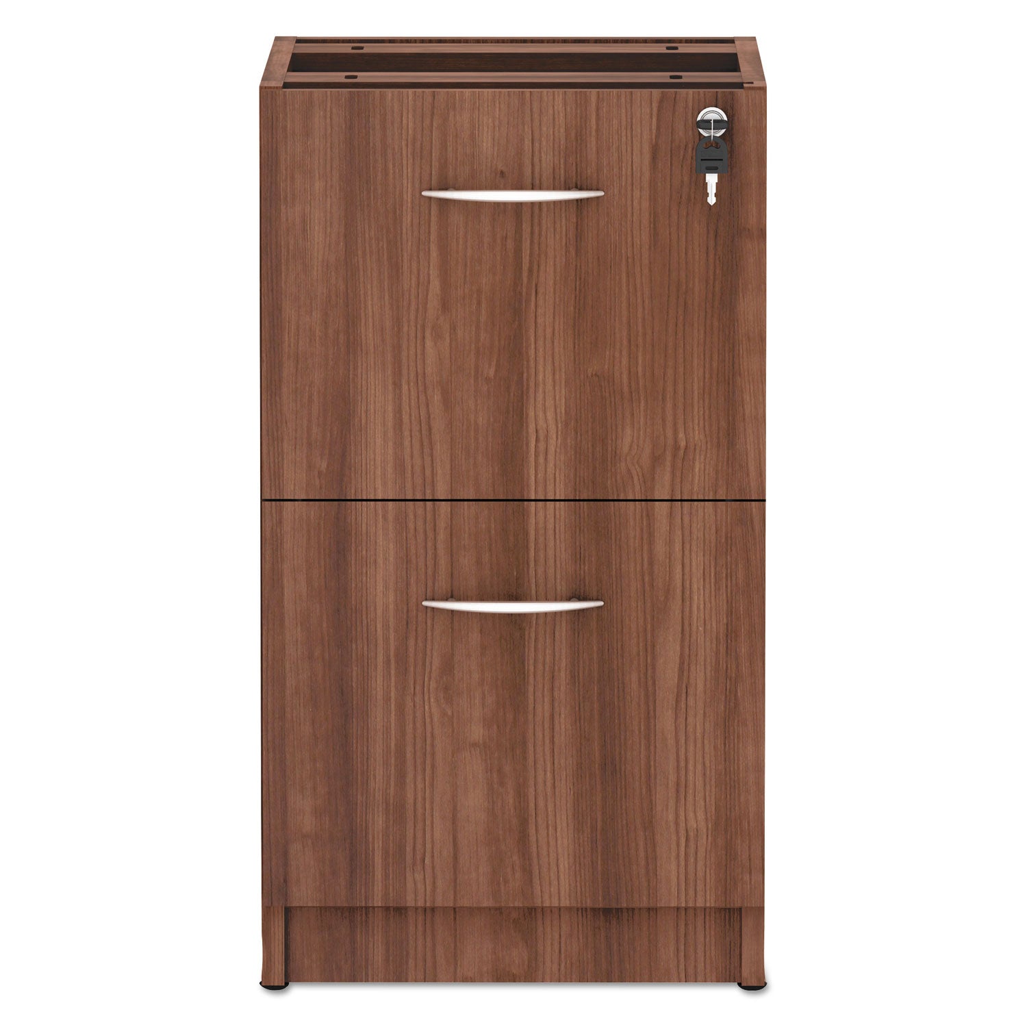 Alera® Alera Valencia Series Full Pedestal File, Left/Right, 2 Legal/Letter-Size File Drawers, Modern Walnut, 15.63" x 20.5" x 28.5"