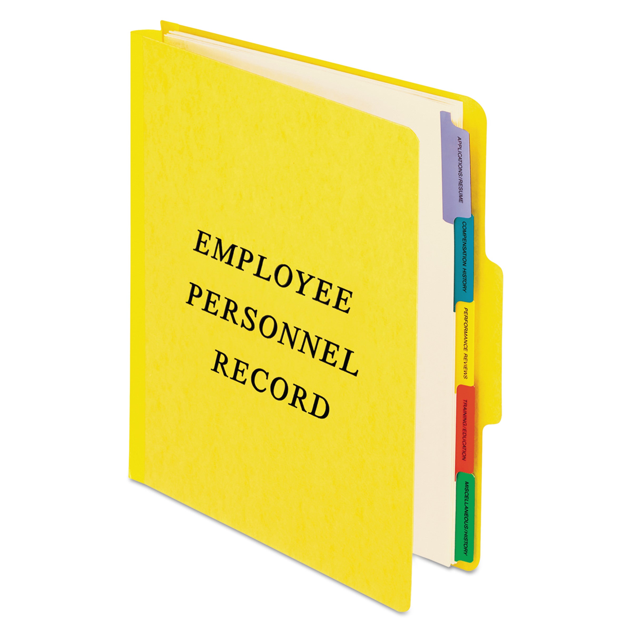 Pendaflex® Vertical-Style Personnel Folders, 2" Expansion, 5 Dividers, 2 Fasteners, Letter Size, Yellow Exterior