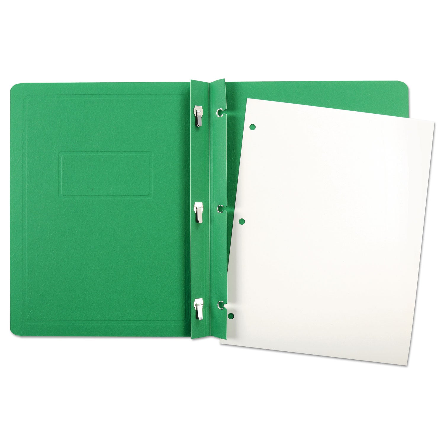 Oxford™ Title Panel and Border Front Report Cover, Three-Prong Fastener, 0.5" Capacity, 8.5 x 11, Light Green/Light Green, 25/Box