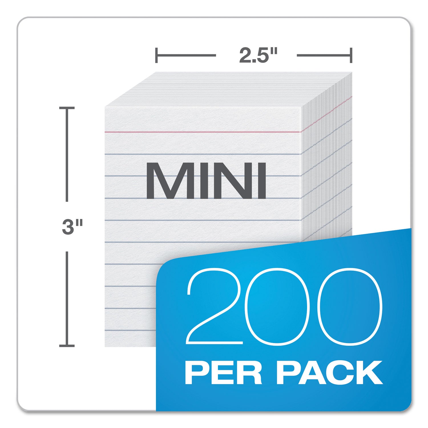 Oxford™ Ruled Mini Index Cards, 3 x 2.5, White, 200/Pack