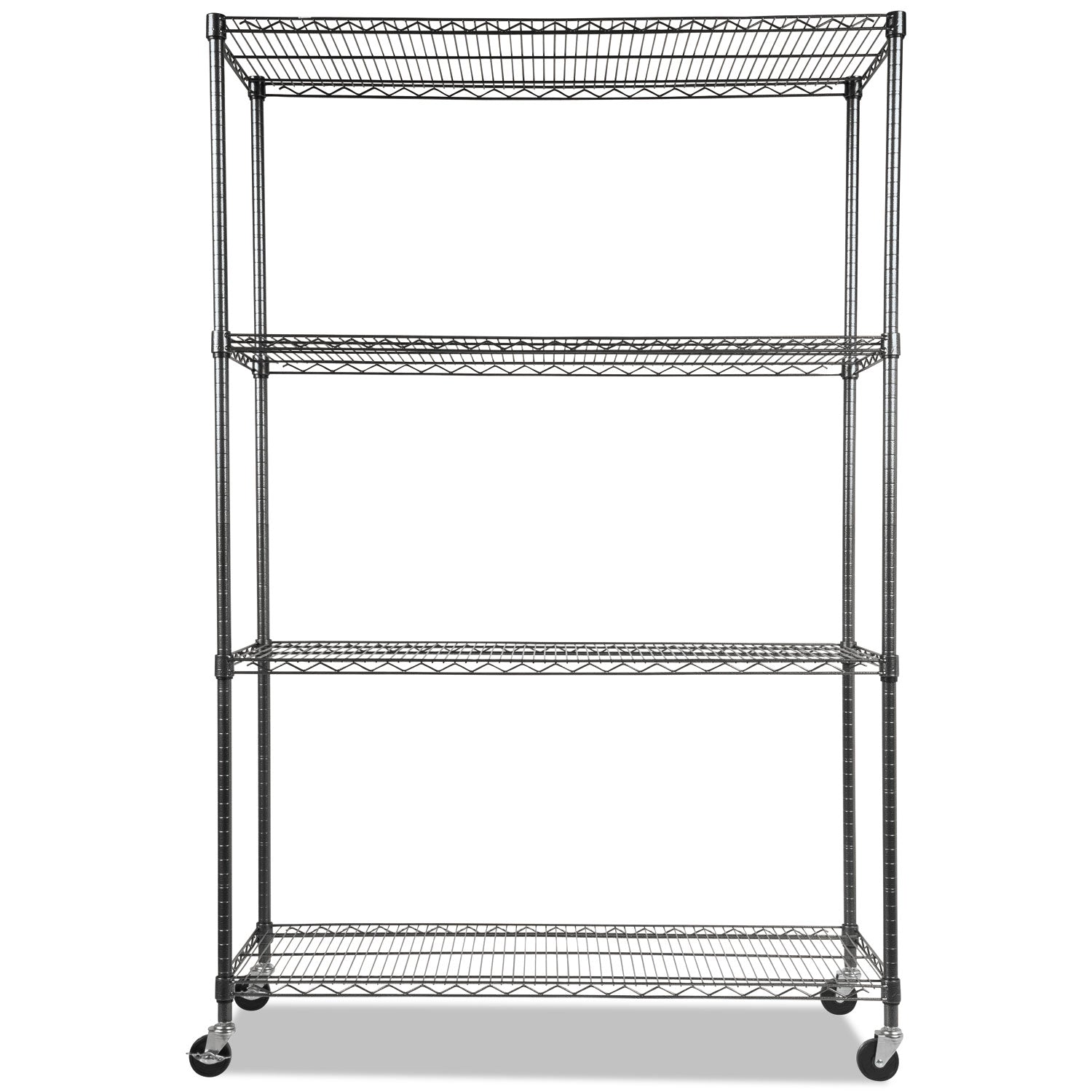 Alera® NSF Certified 4-Shelf Wire Shelving Kit with Casters, 48w x 18d x 72h, Black Anthracite