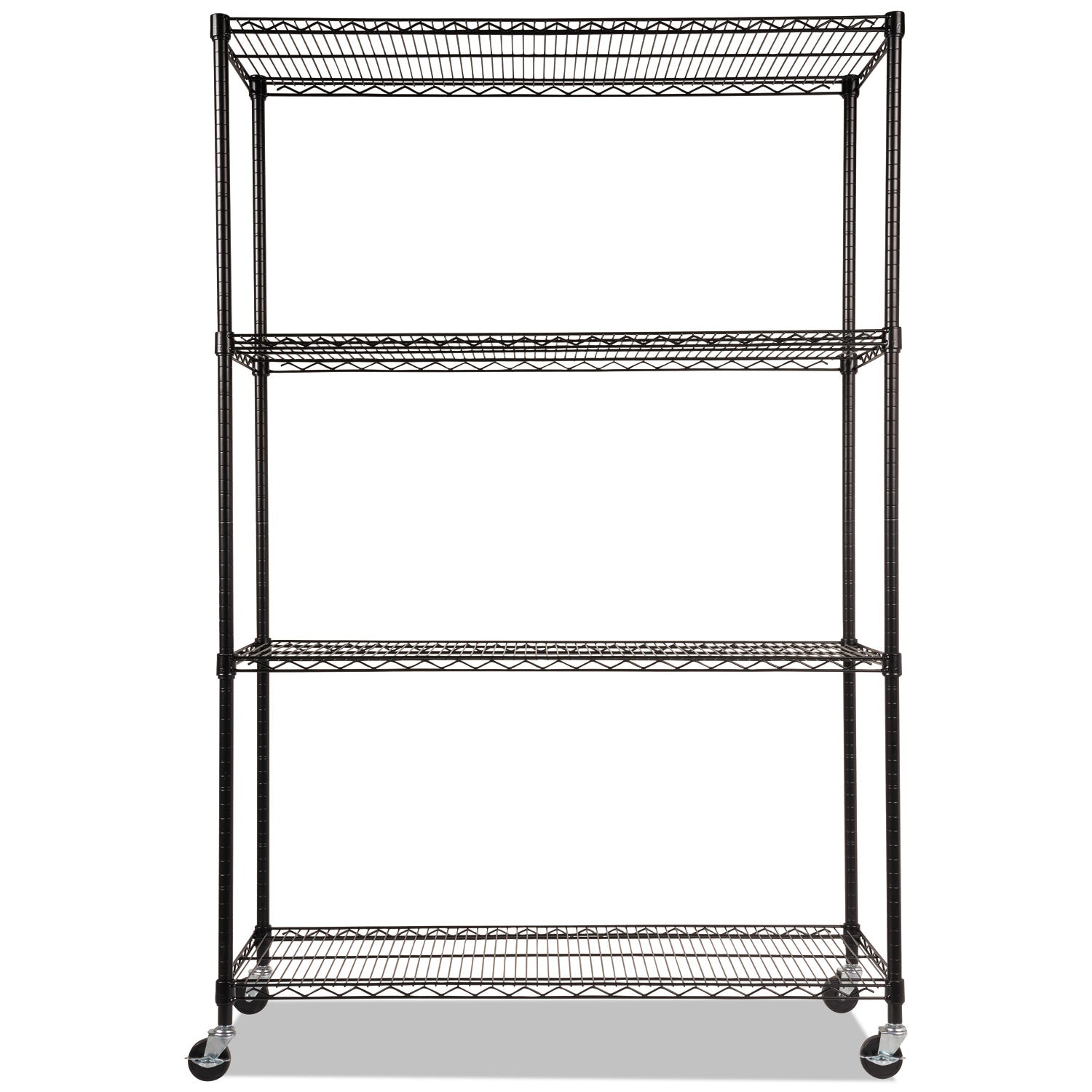 Alera® NSF Certified 4-Shelf Wire Shelving Kit with Casters, 48w x 18d x 72h, Black