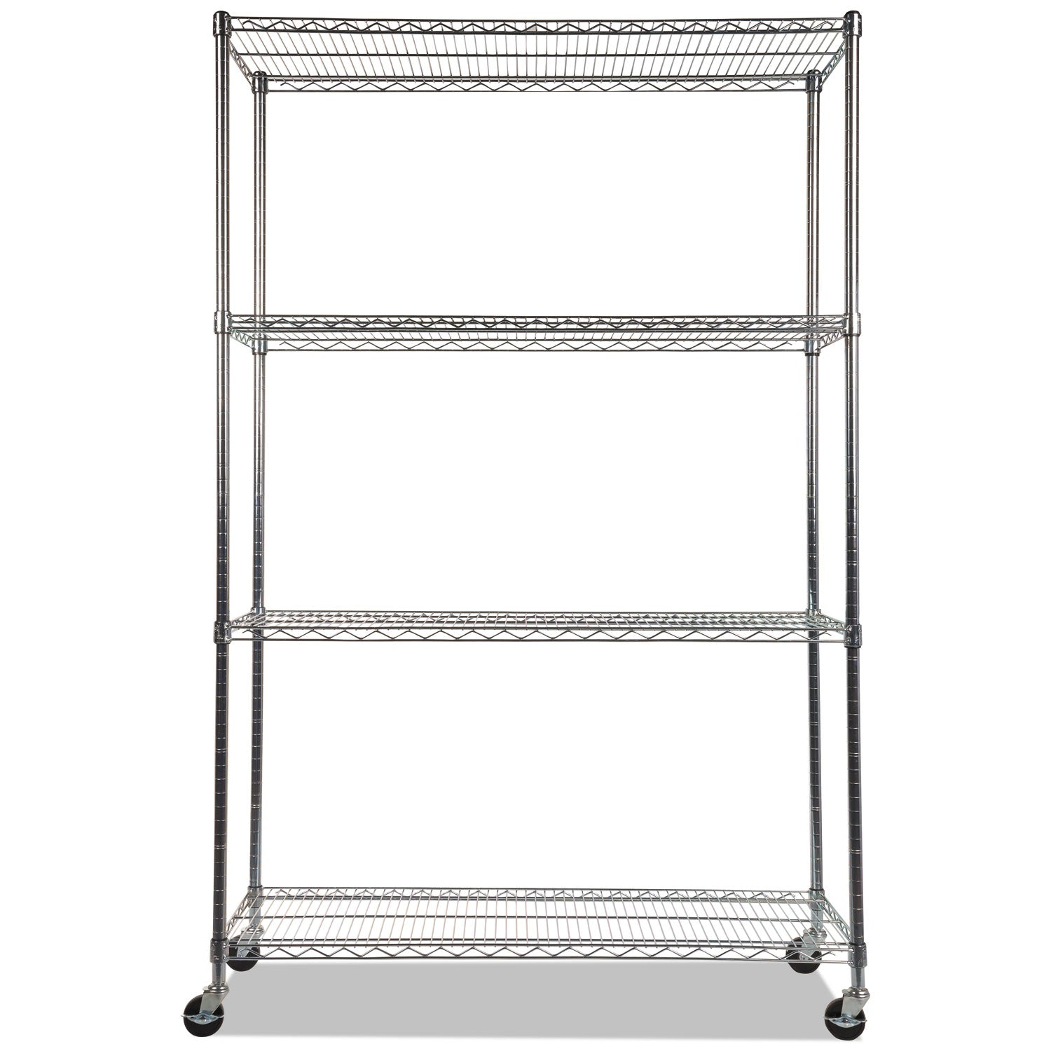 Alera® NSF Certified 4-Shelf Wire Shelving Kit with Casters, 48w x 18d x 72h, Silver