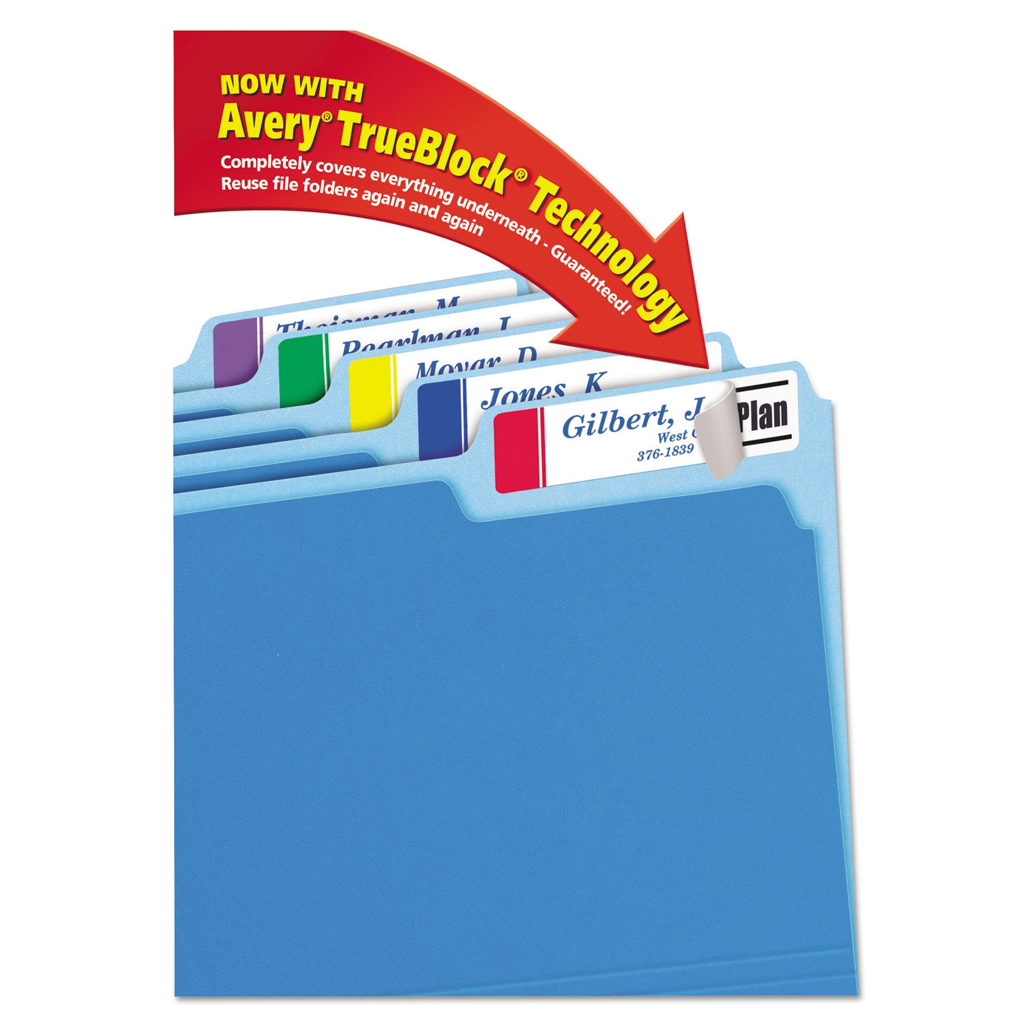 Avery® Extra-Large TrueBlock File Folder Labels with Sure Feed Technology, 0.94 x 3.44, White, 18/Sheet, 25 Sheets/Pack