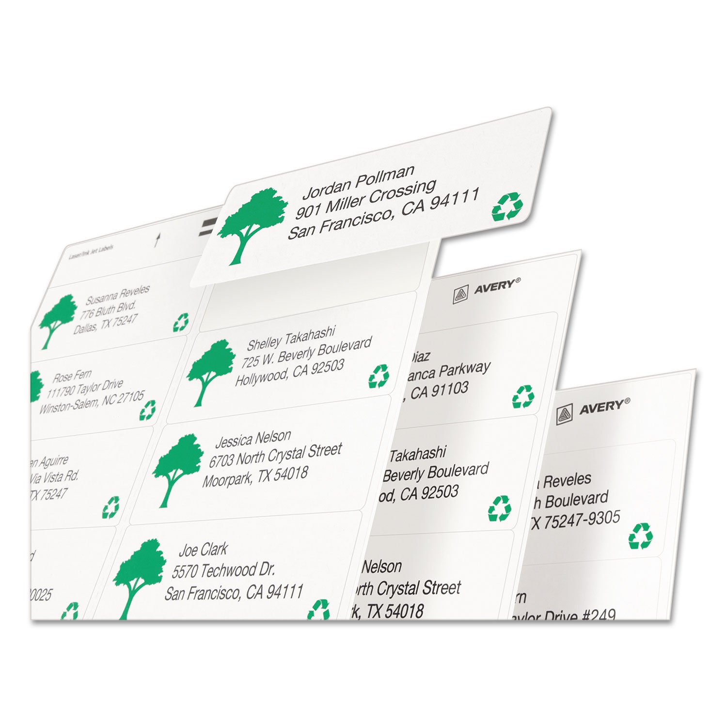 Avery® EcoFriendly Mailing Labels, Inkjet/Laser Printers, 1 x 2.63, White, 30/Sheet, 100 Sheets/Pack