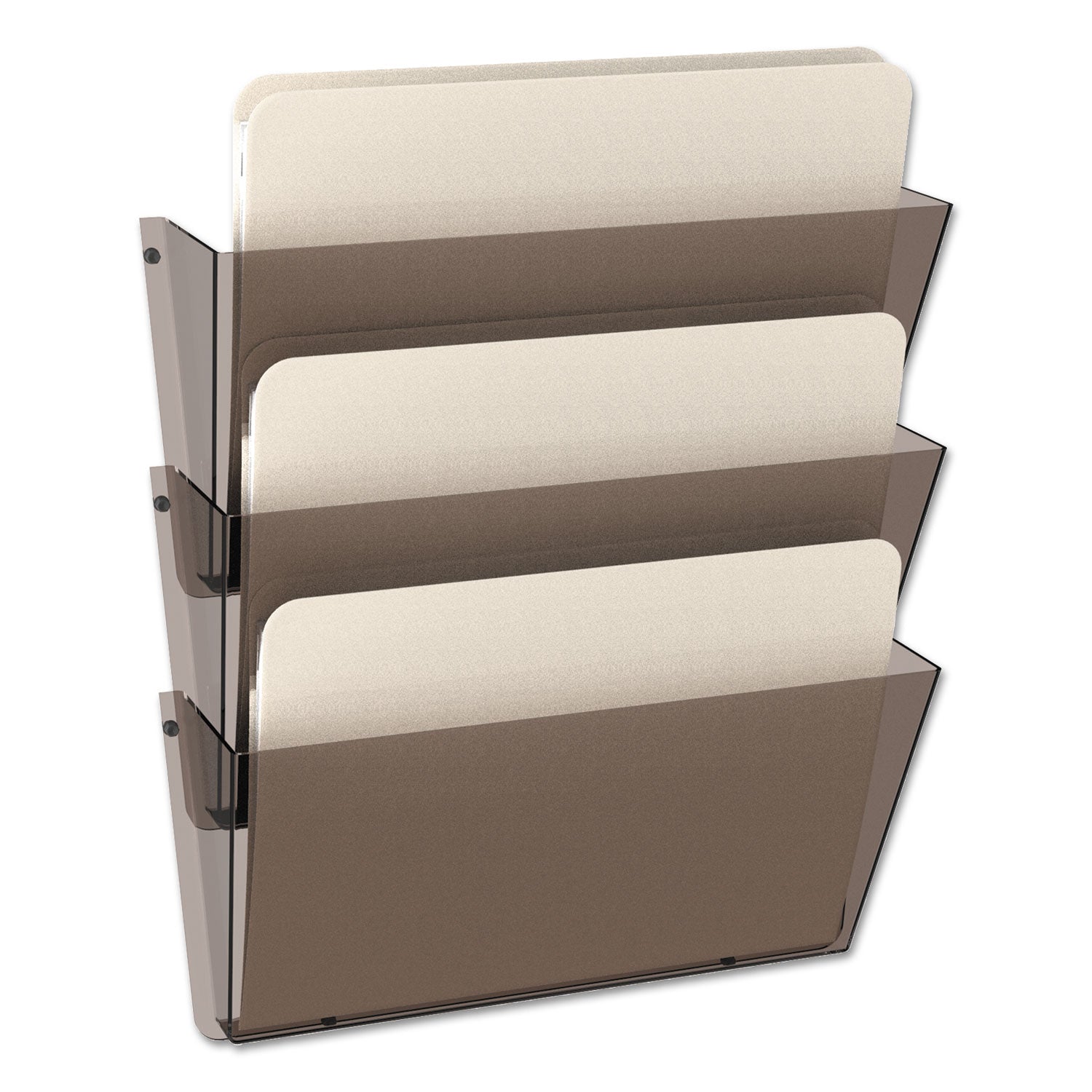 deflecto® Unbreakable DocuPocket Wall File, 3 Sections, Letter Size, 14.5" x 3" x 6.5", Clear, 3/Pack