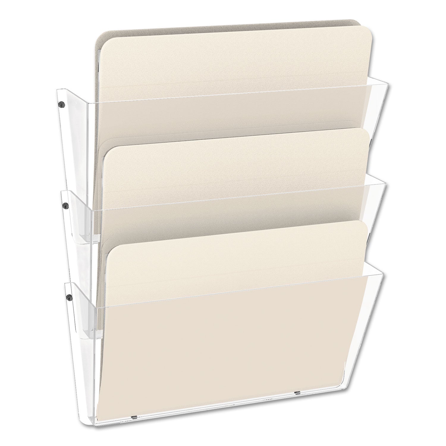 deflecto® Unbreakable DocuPocket Wall File, 3 Sections, Letter Size, 14.5" x 3" x 6.5", Clear, 3/Pack