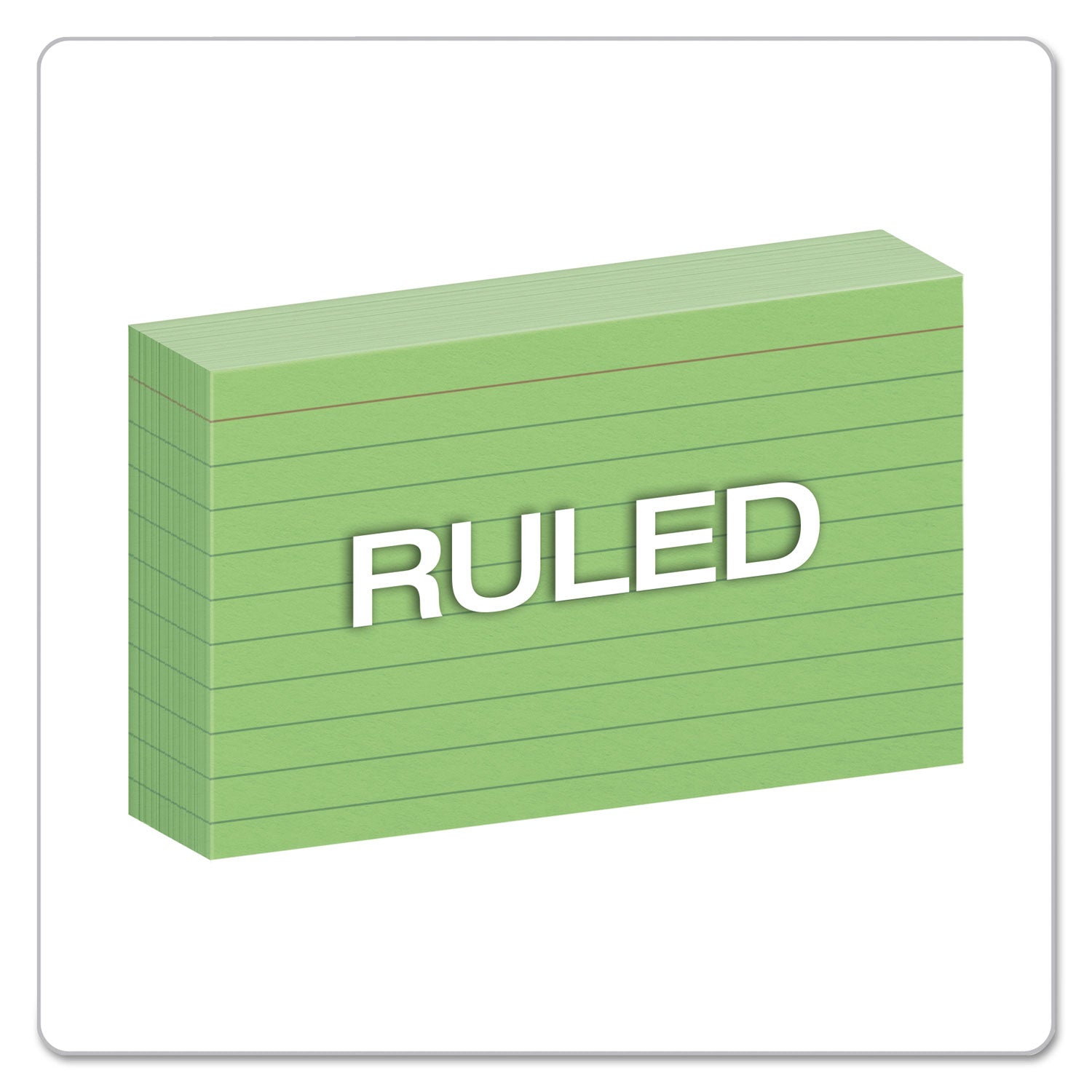 Ruled Index Cards, 3 x 5, Green, 100/Pack