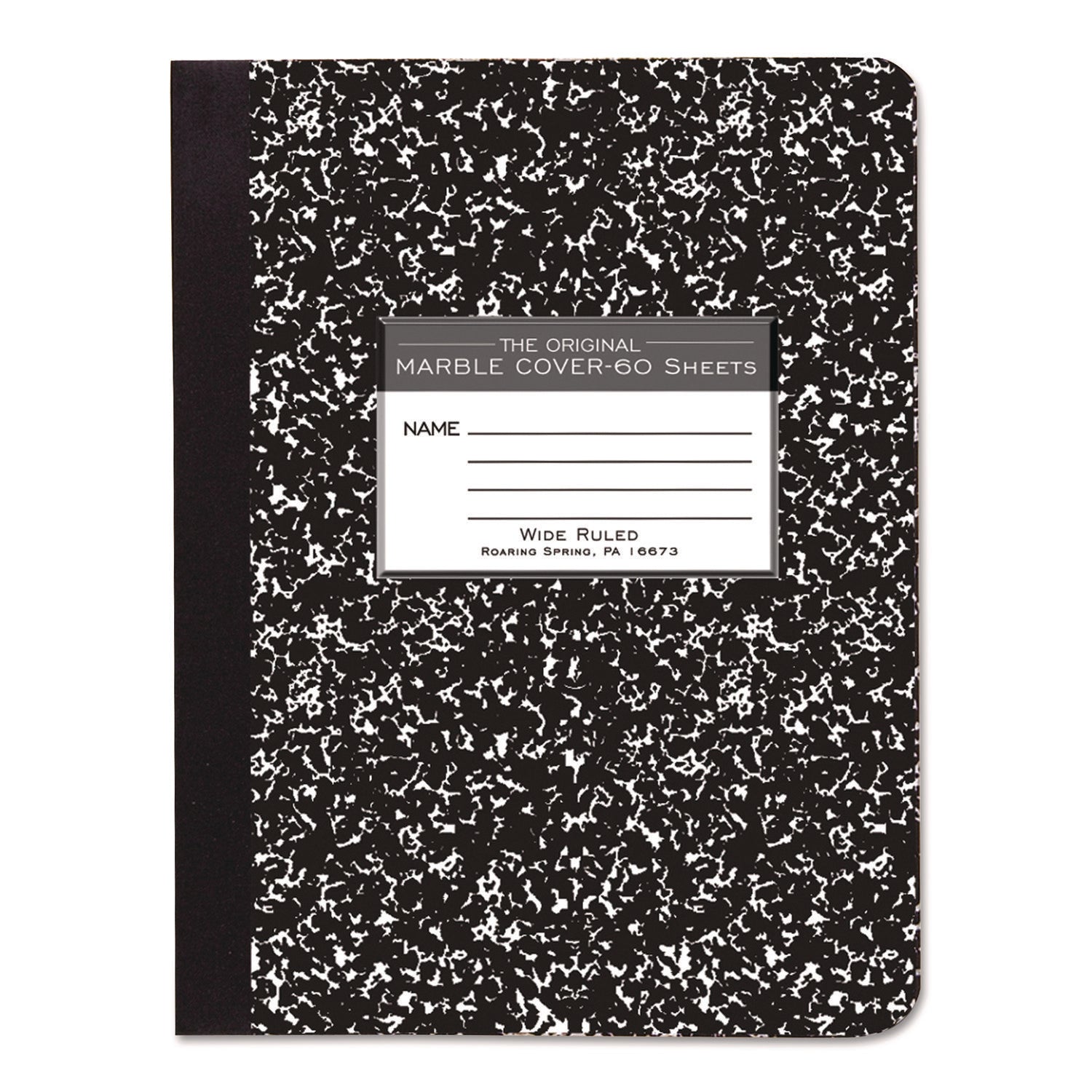 Roaring Spring® Marble Cover Composition Book, Wide/legal Rule, Black Marble Cover, (60) 9.75 X 7.5 Sheets