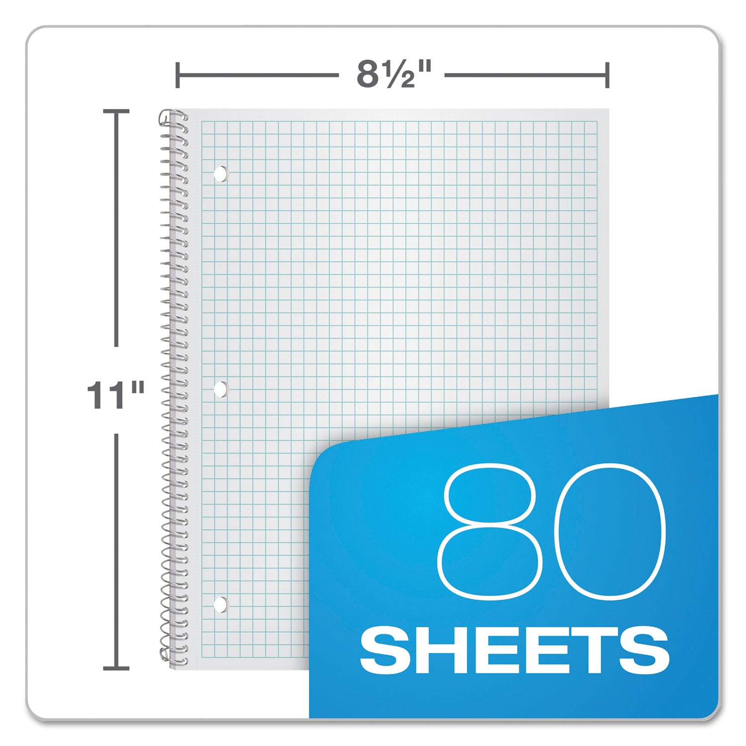 Oxford™ Earthwise by Oxford Recycled Single Subject Notebook, Quadrille Rule (4 sq/in), Randomly Assorted Cover, (80) 11 x 8.5 Sheets