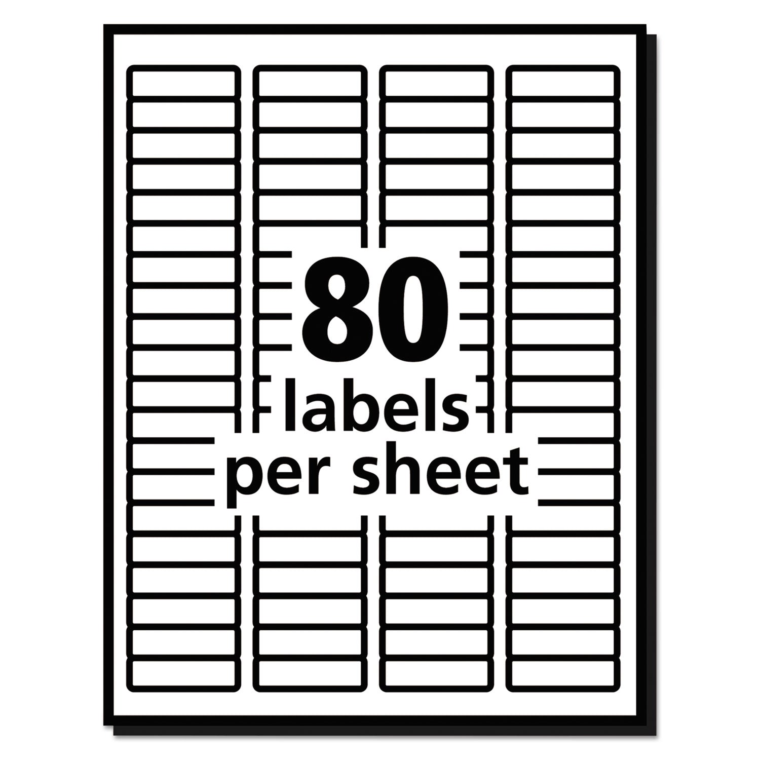 Avery® White Address Labels w/ Sure Feed Technology for Laser Printers, Laser Printers, 0.5 x 1.75, White, 80/Sheet, 250 Sheets/Box