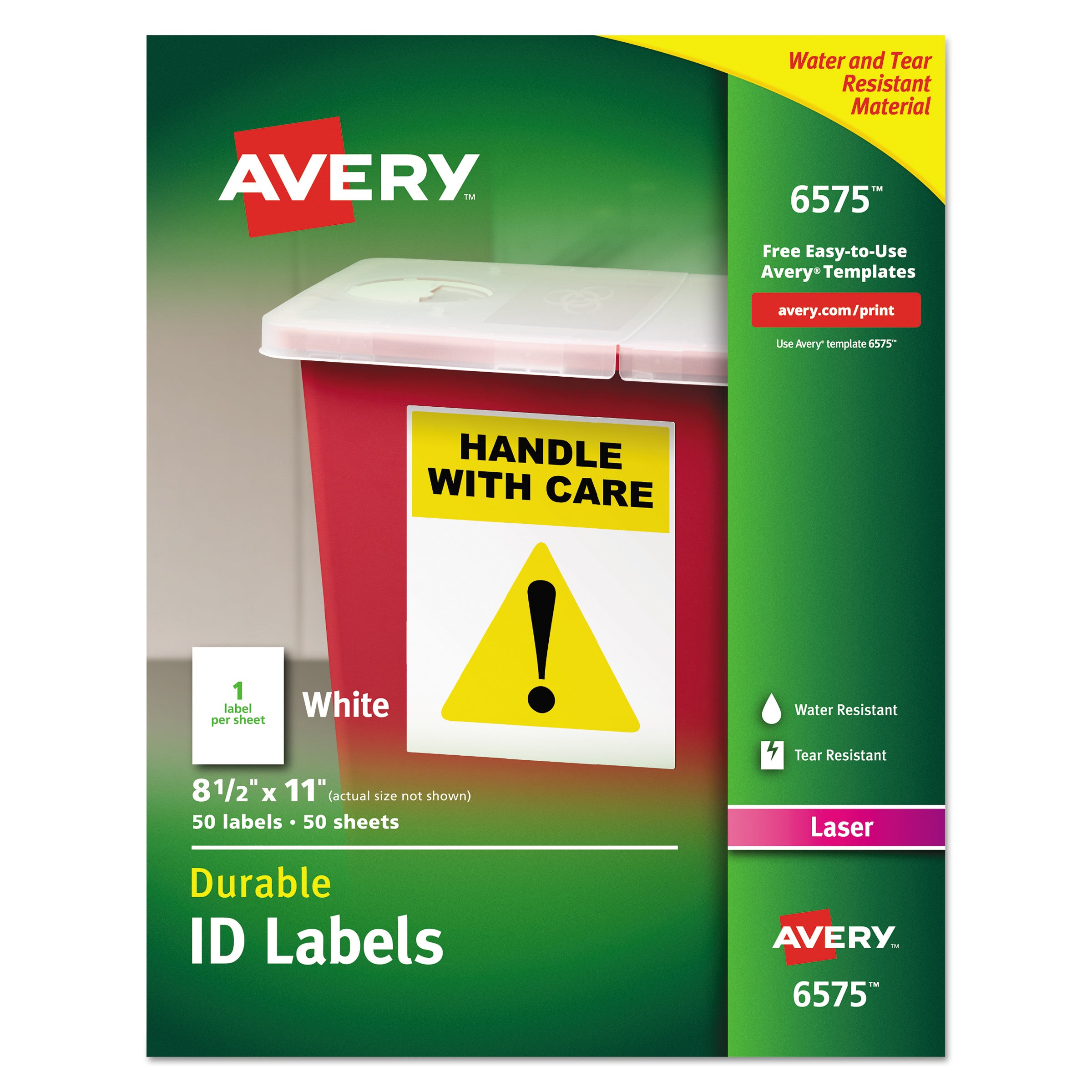 Durable Permanent ID Labels with TrueBlock Technology, Laser Printers, 8.5 x 11, White, 50/Pack