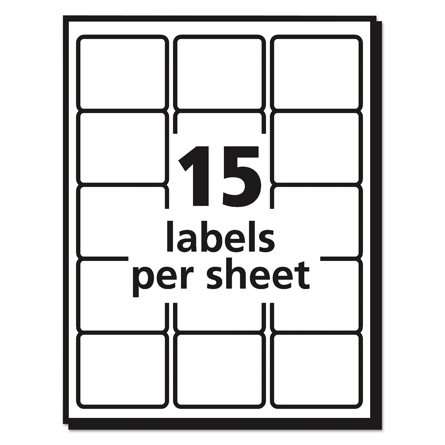 Avery® Durable Permanent ID Labels with TrueBlock Technology, Laser Printers, 2 x 2.63, White, 15/Sheet, 50 Sheets/Pack