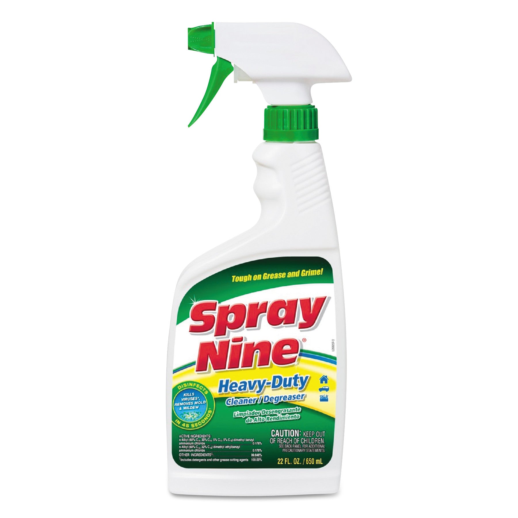 Spray Nine® Heavy Duty Cleaner/Degreaser/Disinfectant, Citrus Scent, 22 oz Trigger Spray Bottle, 12/Carton