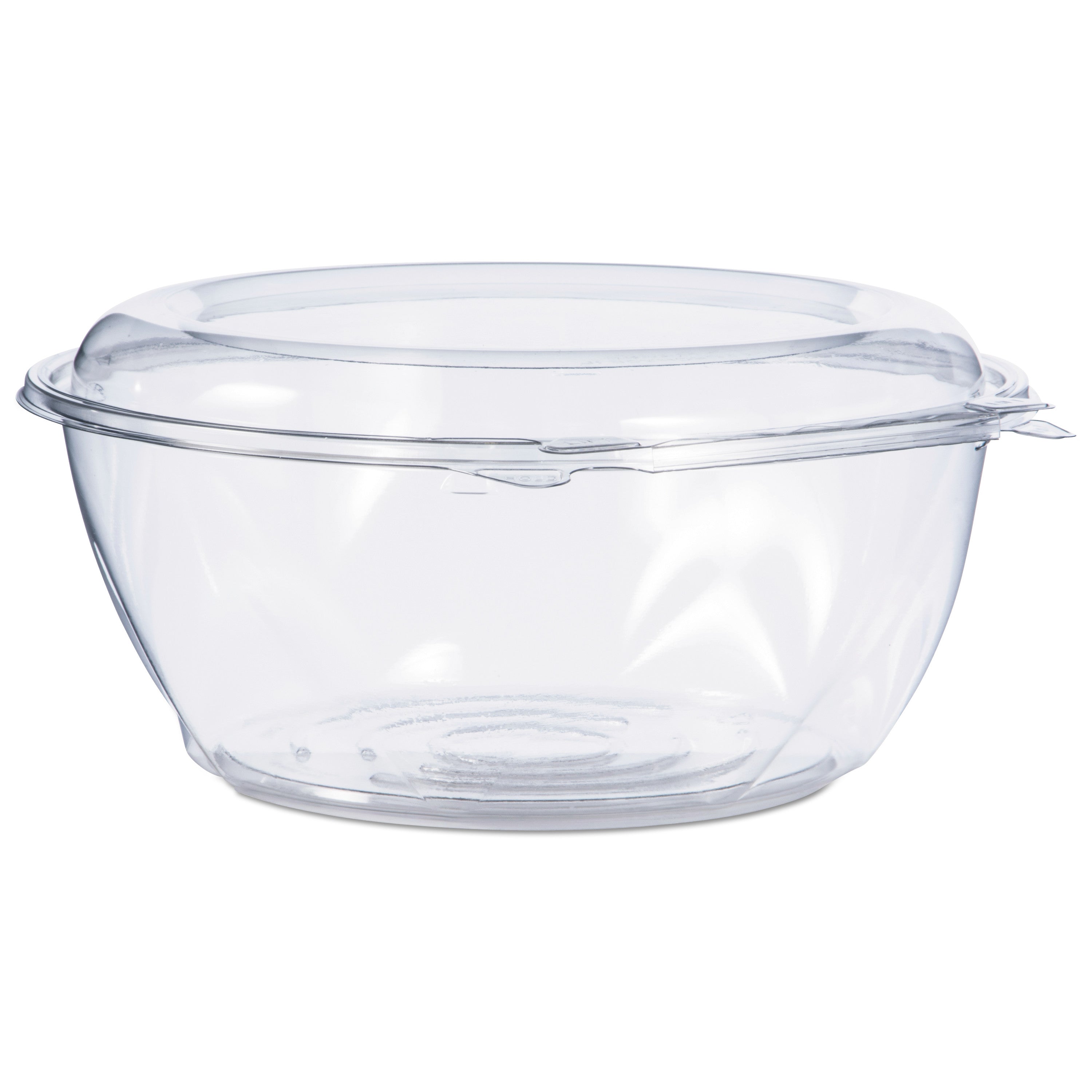 Tamper-Resistant, Tamper-Evident Bowls with Dome Lid, 64 oz, 8.9" Diameter x 4"h, Clear, Plastic, 100/Carton