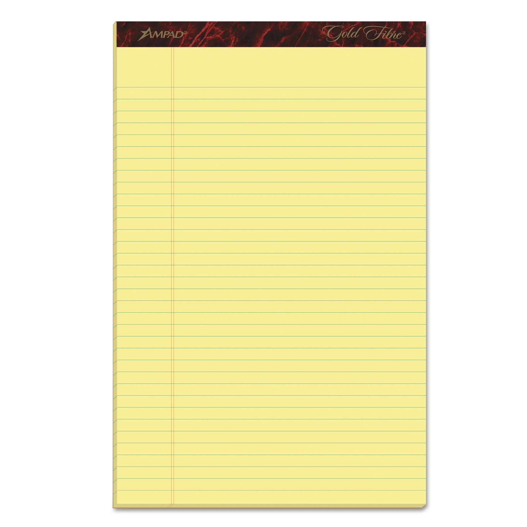 Gold Fibre Quality Writing Pads, Wide/Legal Rule, 50 Canary-Yellow 8.5 x 14 Sheets, Dozen