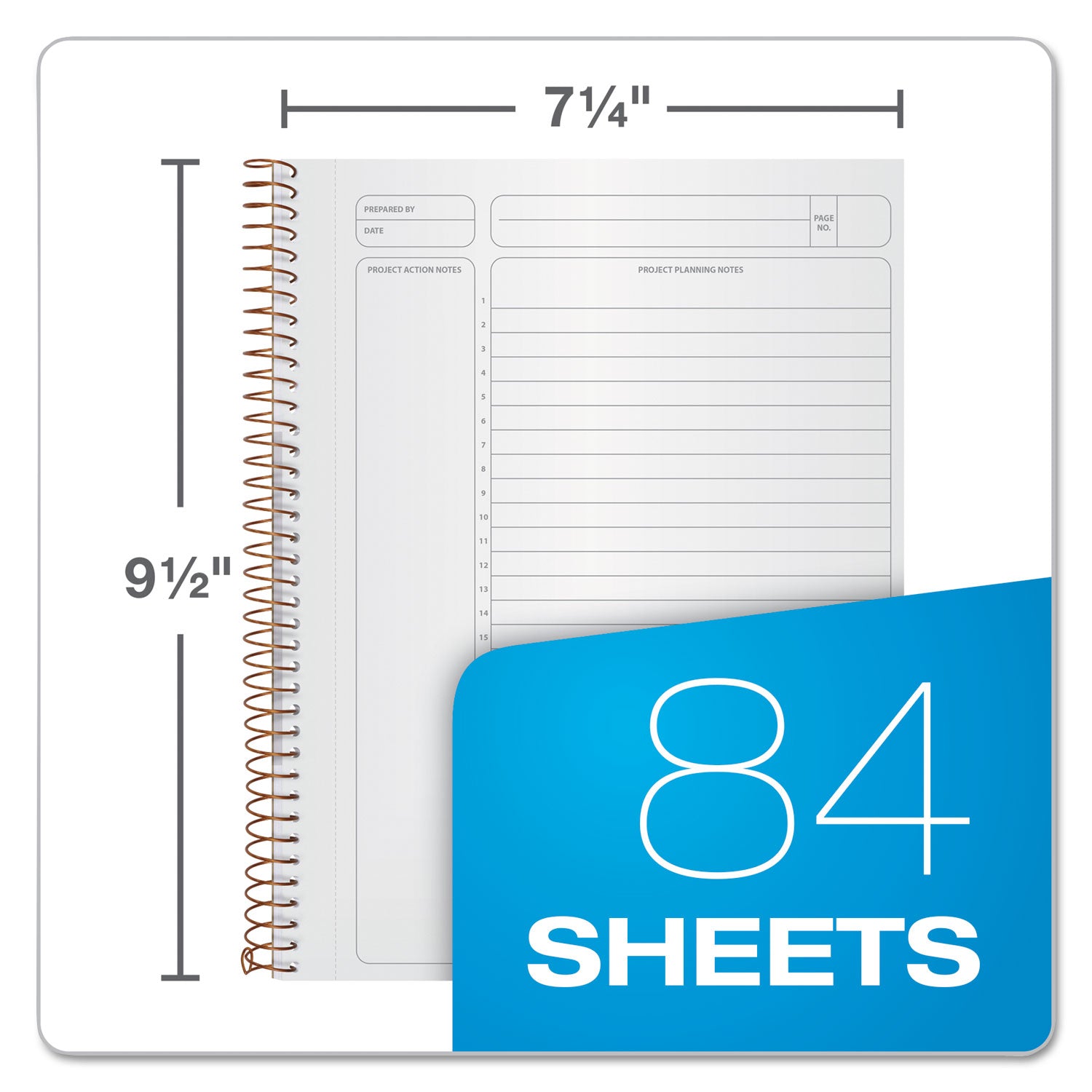 Ampad® Gold Fibre Wirebound Project Notes Book, 1-Subject, Project-Management Format, Green Cover, (84) 9.5 x 7.25 Sheets