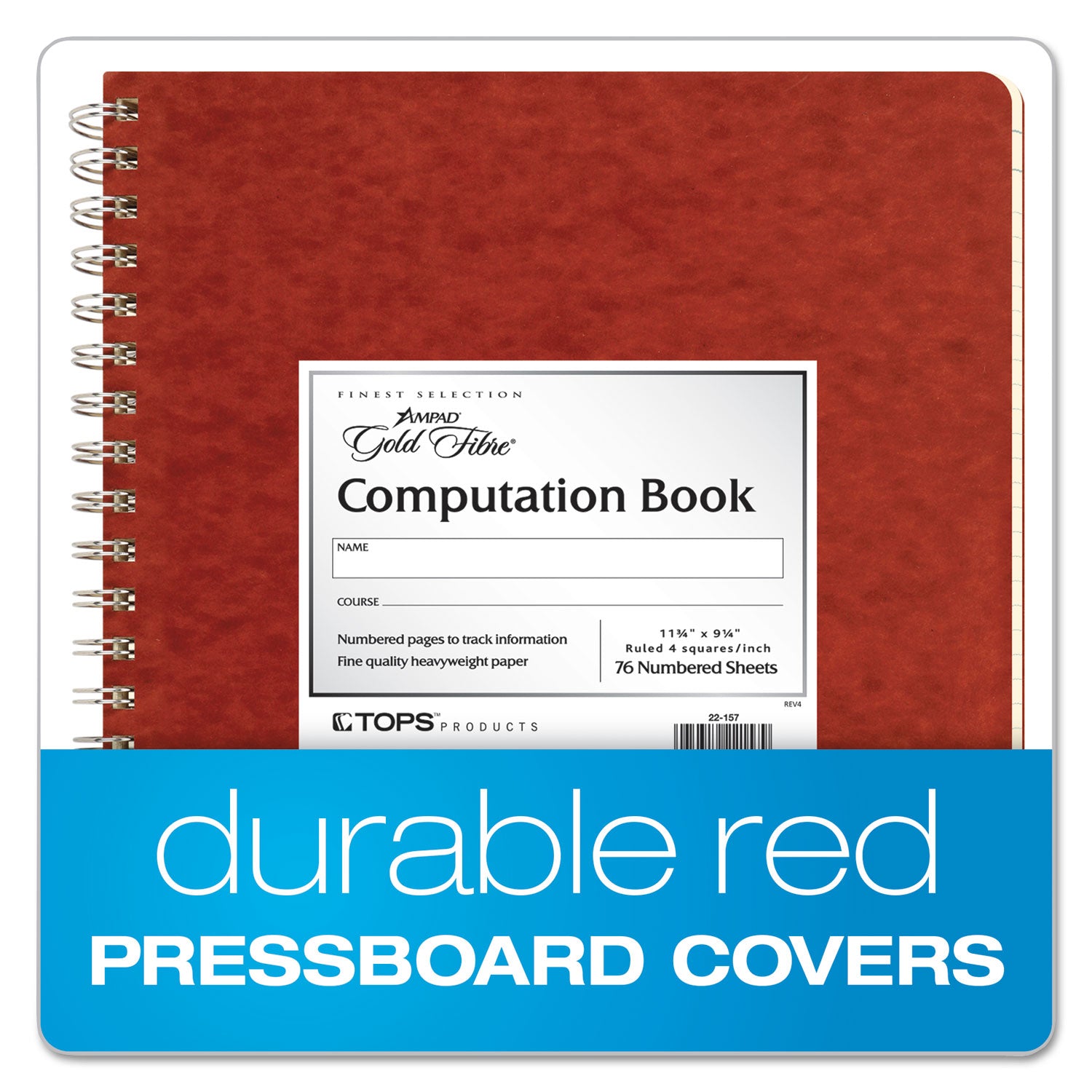 Ampad® Computation Book, Quadrille Rule (4 sq/in), Brown Cover, (76) 11.75 x 9.25 Sheets