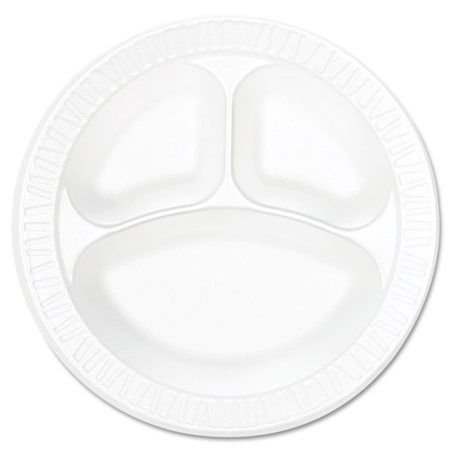 Concorde Foam Plate, 3-Compartment Plate, 10.25" dia, White, 125/Pack, 4 Packs/Carton