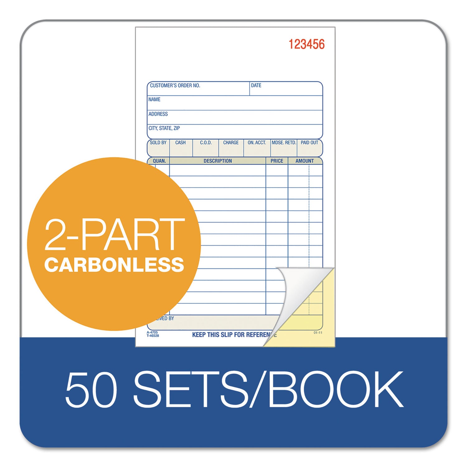 Adams® 2-Part Sales Book, 12 Lines, Two-Part Carbon, 6.69 x 4.19, 50 Forms Total