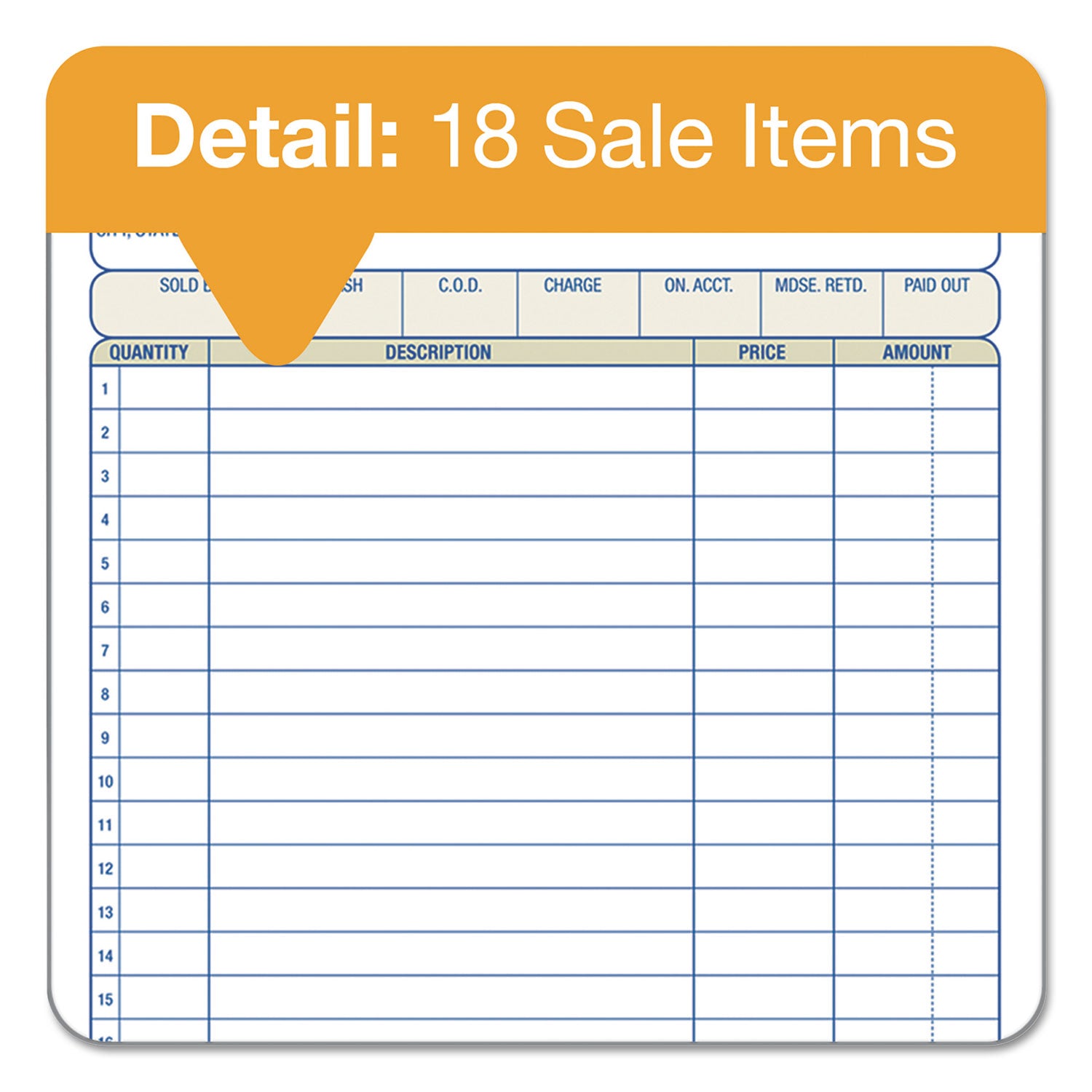 Adams® 2-Part Sales Book, 18 Lines, Two-Part Carbon, 7.94 x 5.56, 50 Forms Total