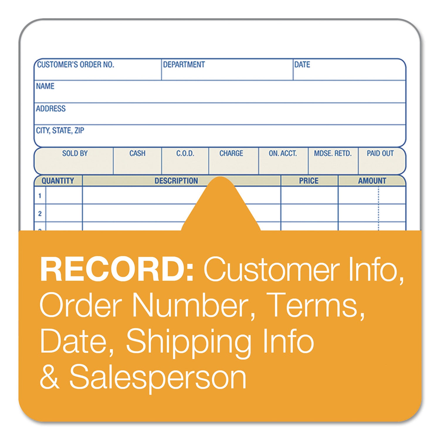 Adams® 2-Part Sales Book, 18 Lines, Two-Part Carbon, 7.94 x 5.56, 50 Forms Total