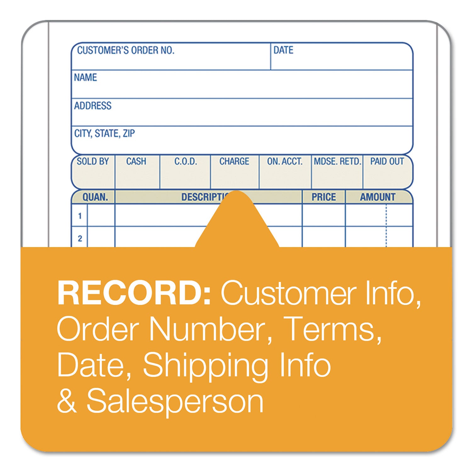 Adams® 3-Part Sales Book, Three-Part Carbonless, 3.25 x 7.13, 50 Forms Total