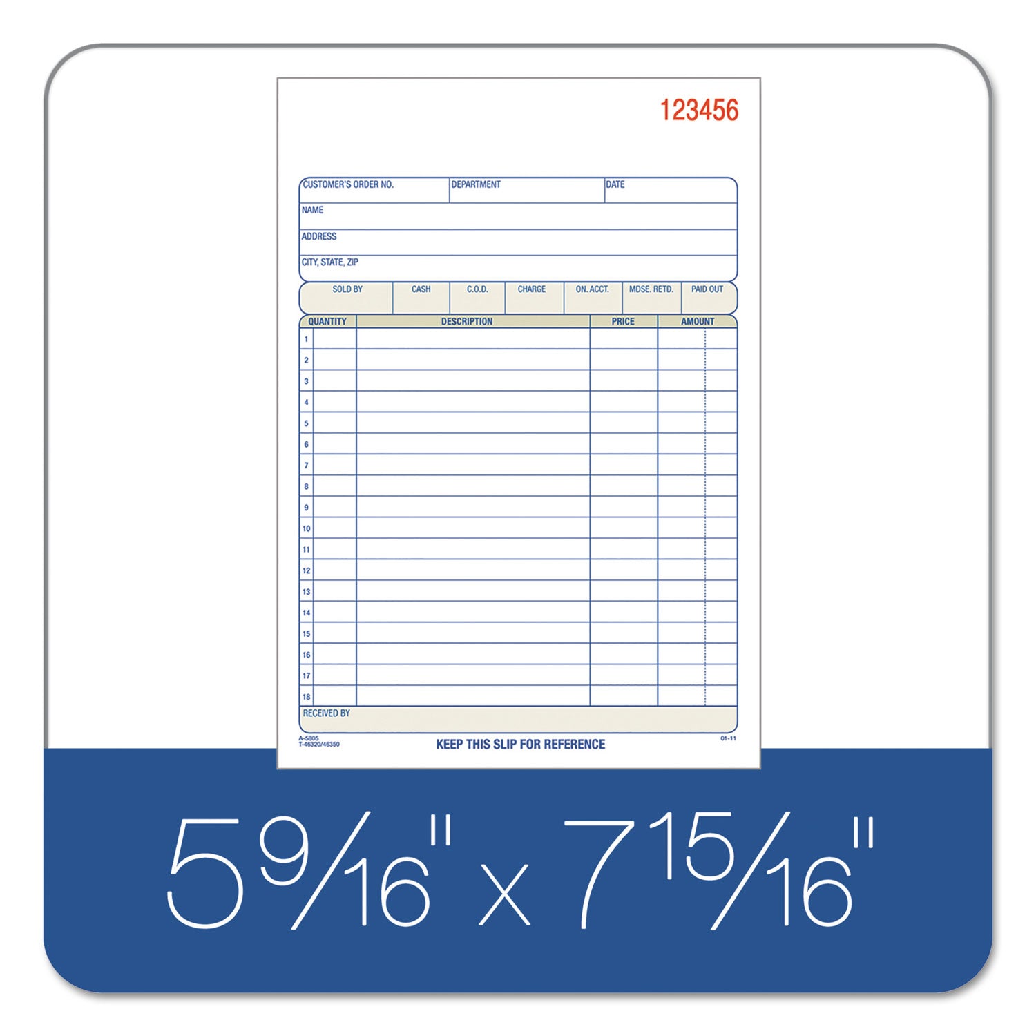 Adams® TOPS Sales/Order Book, Three-Part Carbonless, 7.95 x 5.56, 50 Forms Total