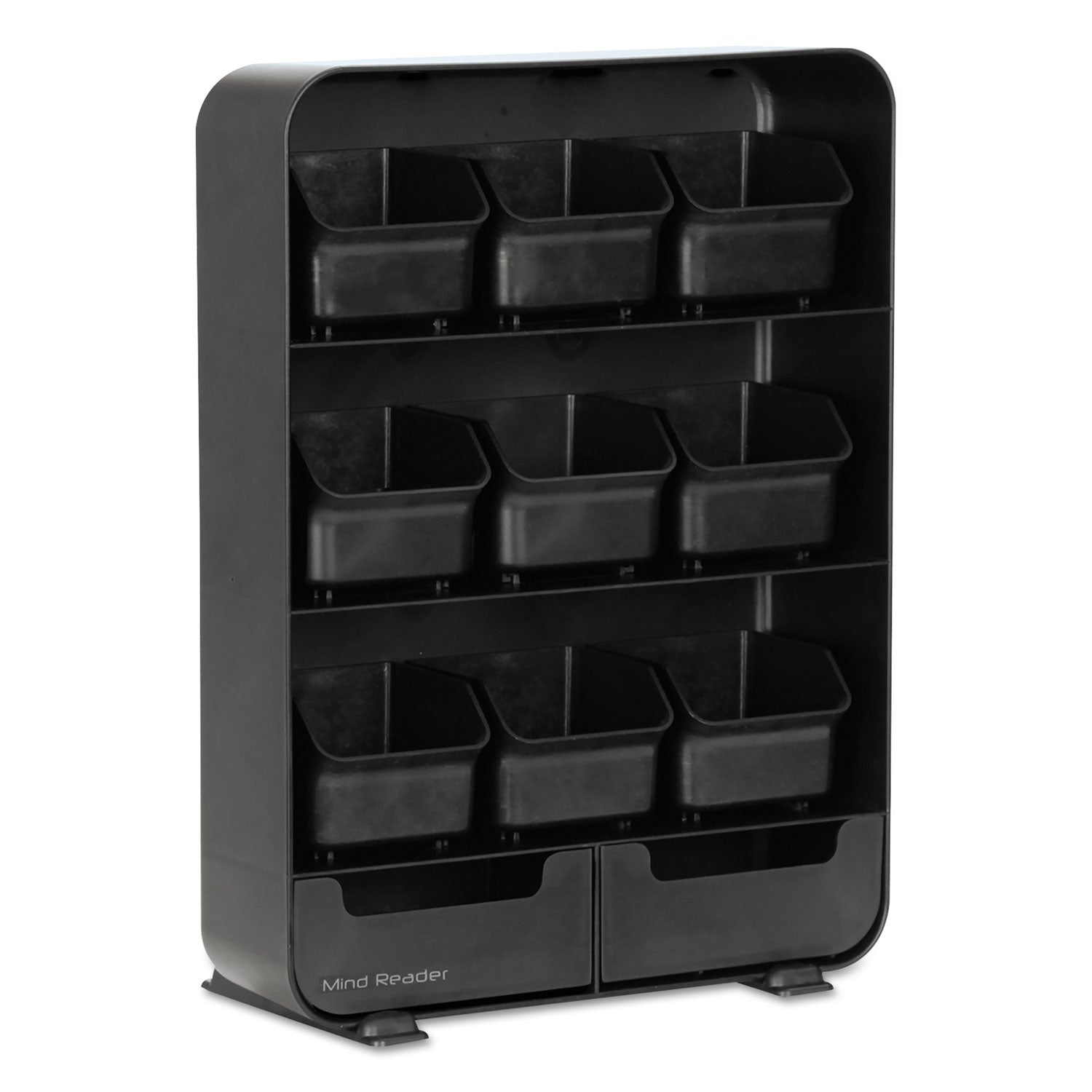 Mind Reader Baggy Nine-Drawer Tea Bag and Accessory Holder, 10.24 x 4.33 x 13.11, Black