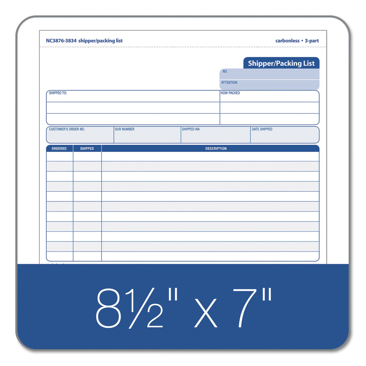 TOPS™ Triplicate Snap-Off Shipper/Packing List, Three-Part Carbonless, 8.5 x 7, 50 Forms Total