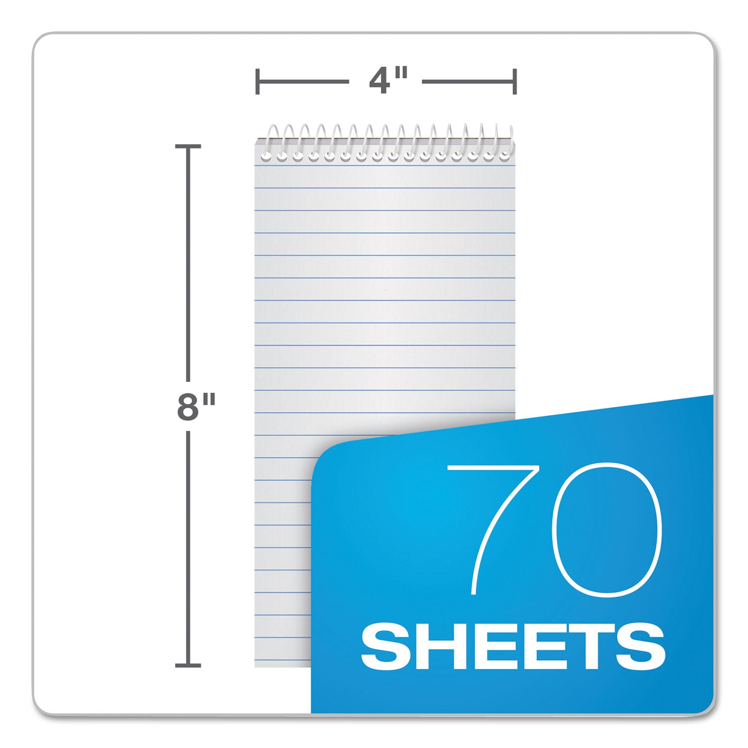 TOPS™ Reporter’s Notepad, Wide/Legal Rule, White Cover, 70 White 4 x 8 Sheets, 12/Pack