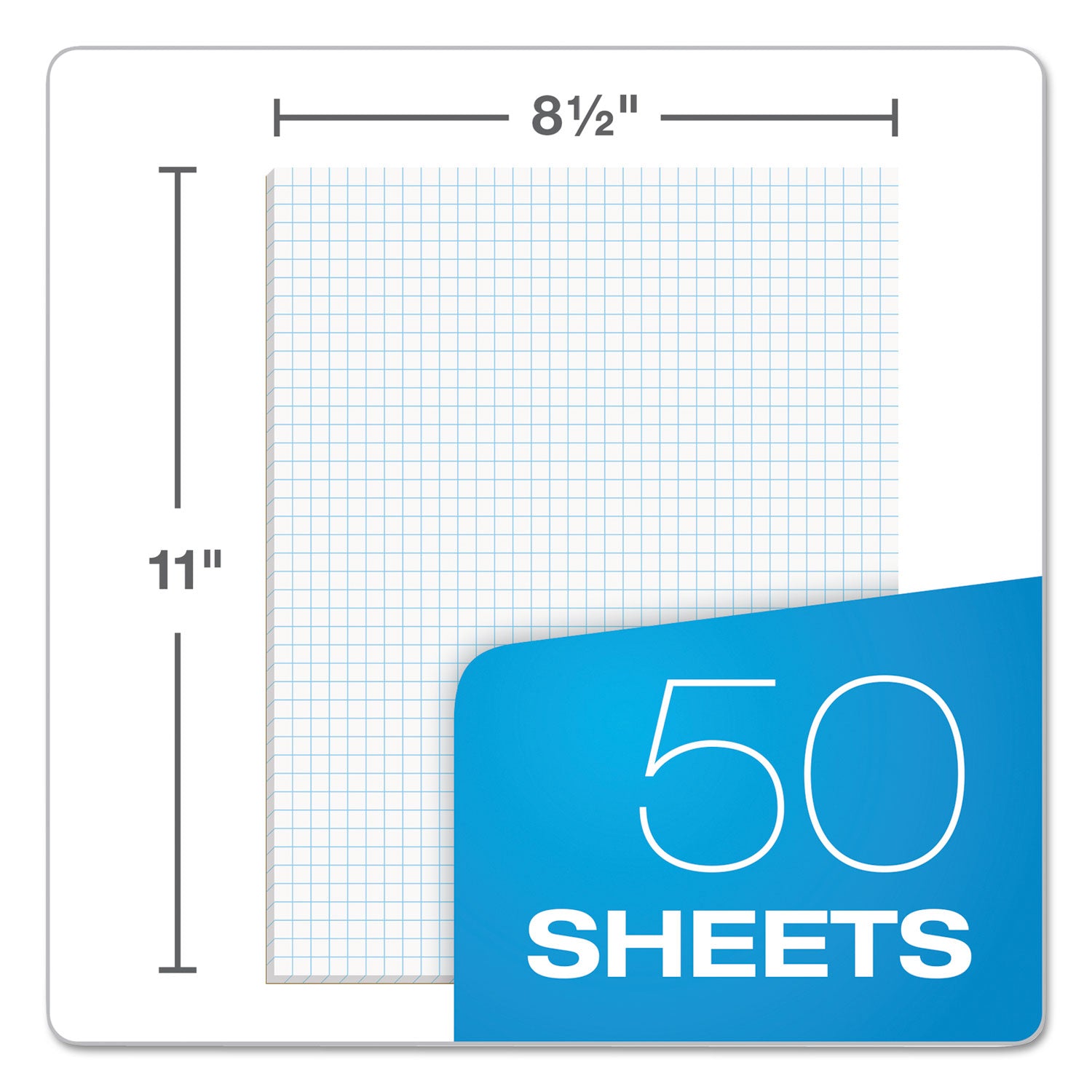 TOPS™ Quadrille Pads, Quadrille Rule (4 sq/in), 50 White 8.5 x 11 Sheets