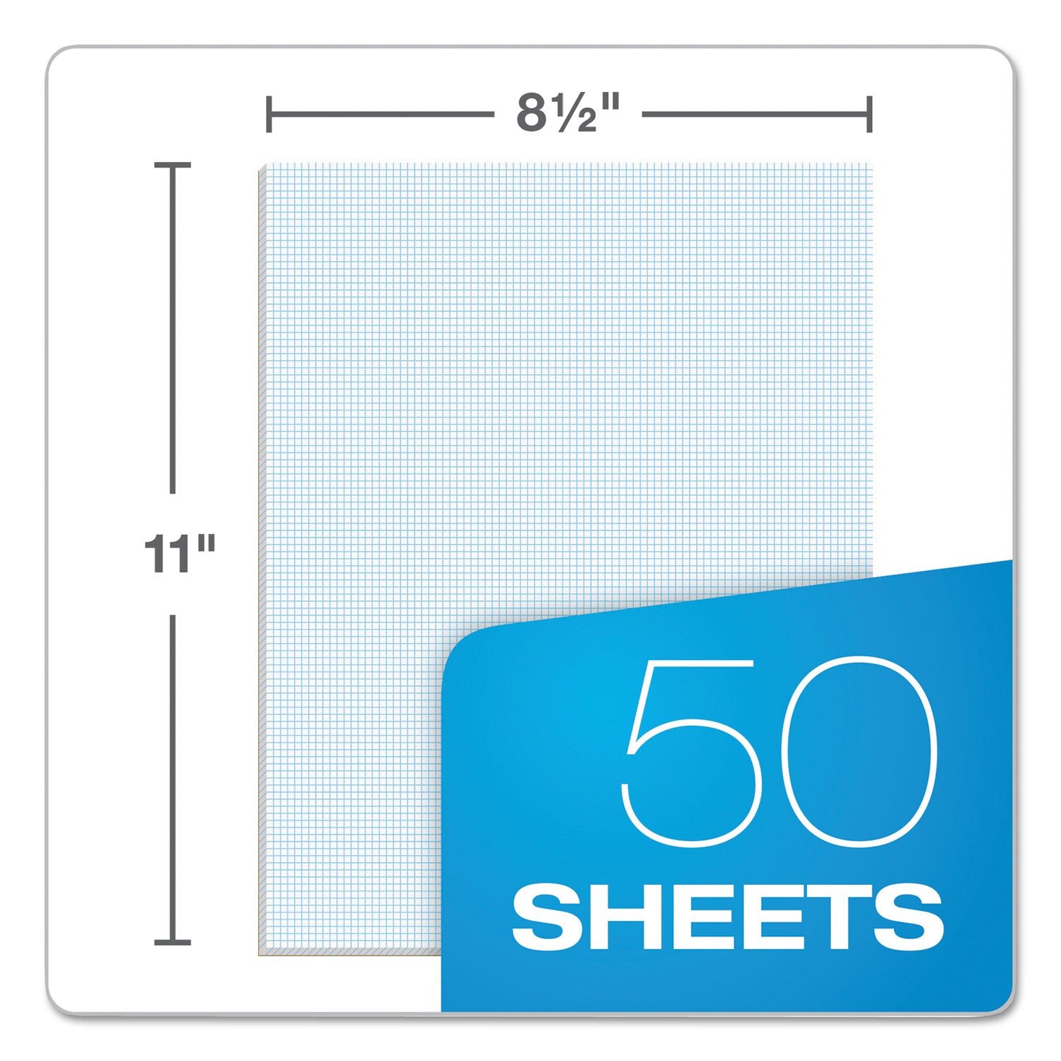 TOPS™ Quadrille Pads, Quadrille Rule (10 sq/in), 50 White 8.5 x 11 Sheets