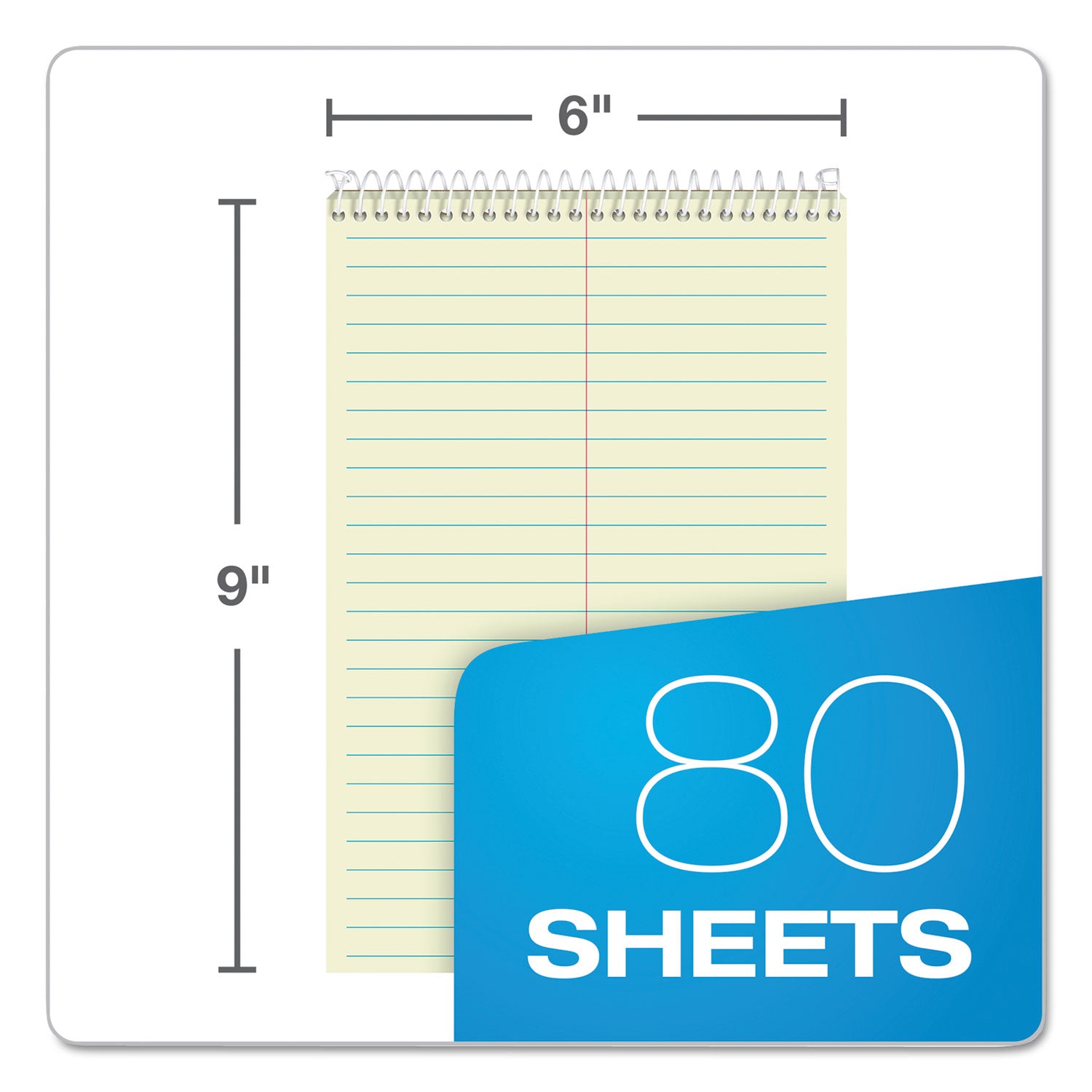 TOPS™ Steno Pad, Gregg Rule, Assorted Cover Colors, 80 Green-Tint 6 X 9 Sheets, 4/pack