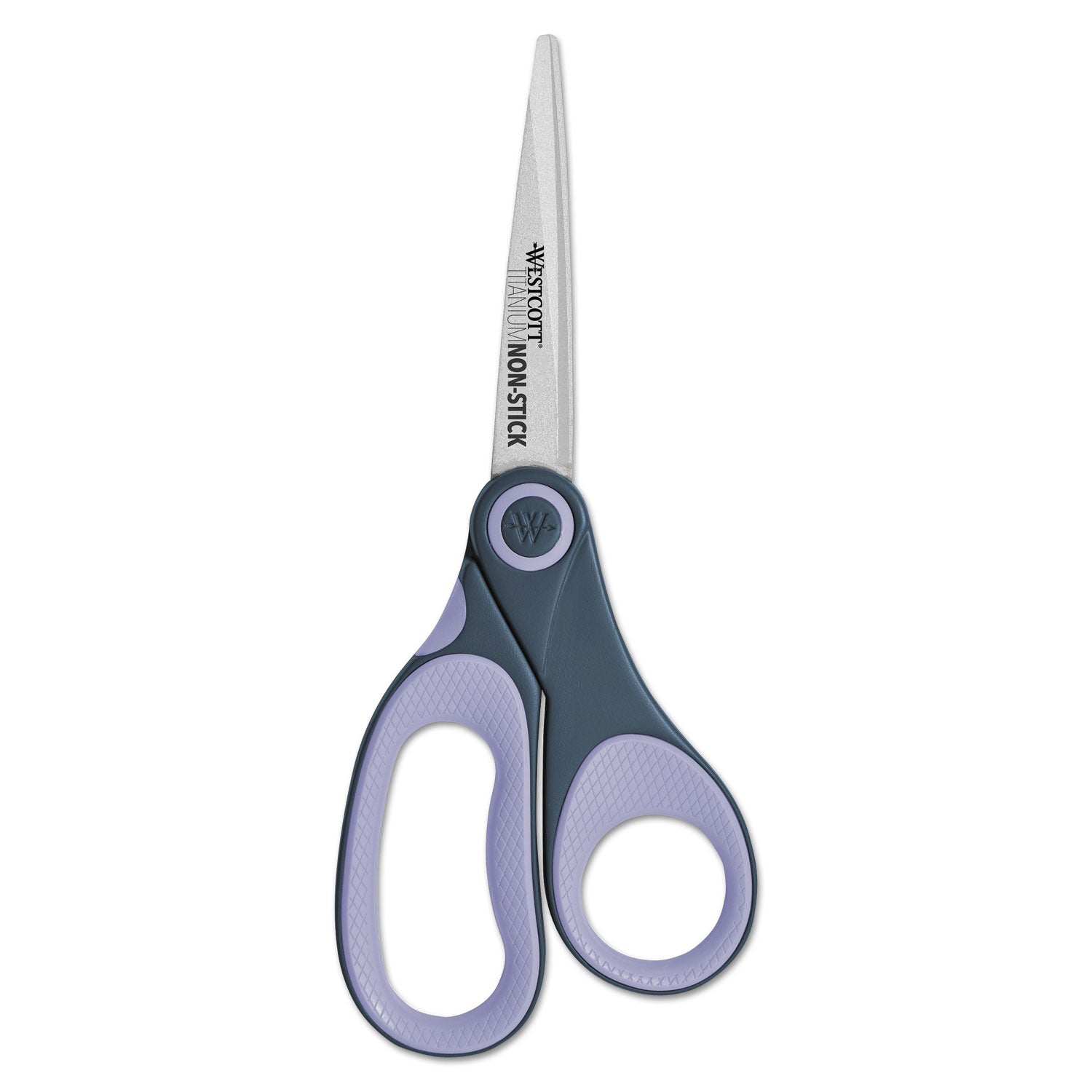 Westcott® Non-Stick Titanium Bonded Scissors, 8" Long, 3.25" Cut Length, Straight Gray/Purple Handle