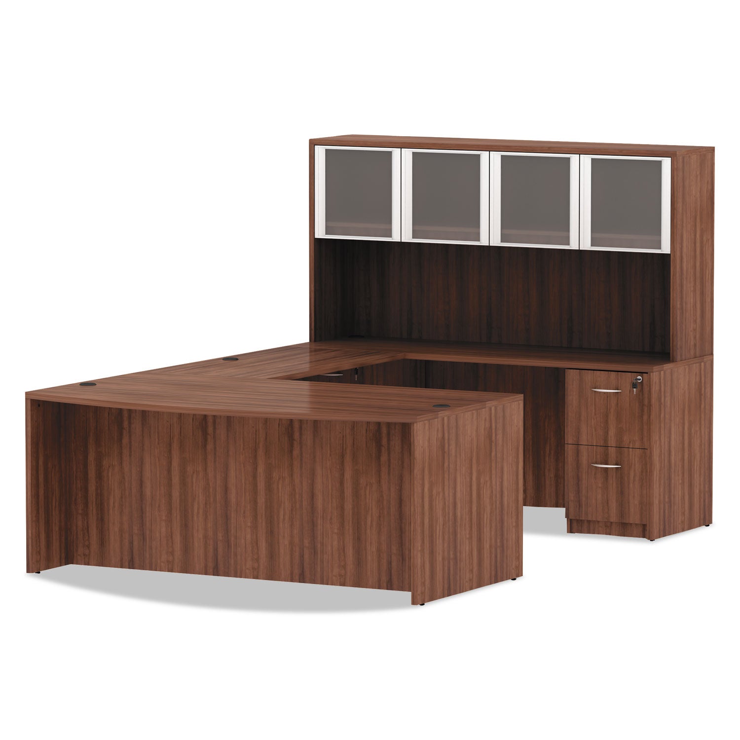 Alera® Alera Valencia Series Full Pedestal File, Left/Right, 2 Legal/Letter-Size File Drawers, Modern Walnut, 15.63" x 20.5" x 28.5"