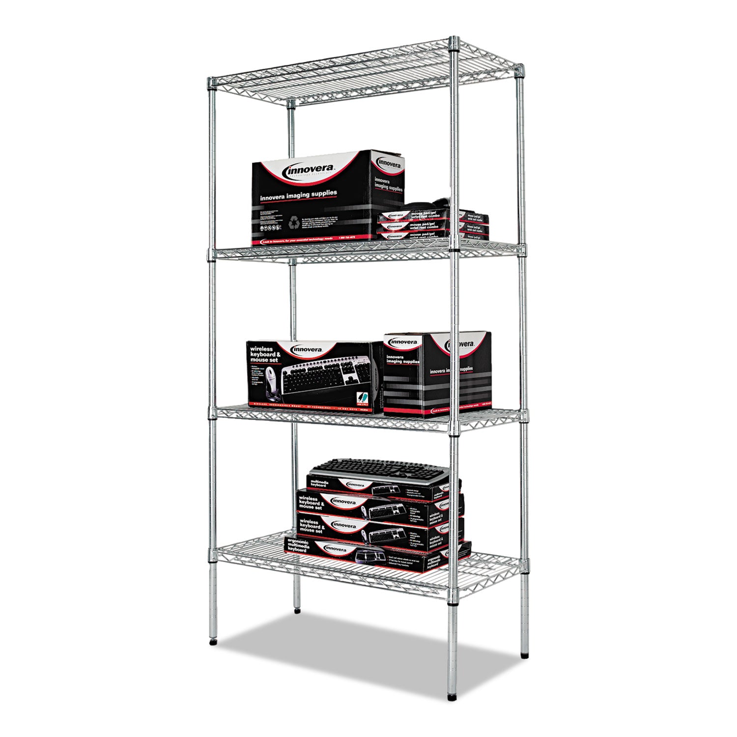 Alera® NSF Certified Industrial Four-Shelf Wire Shelving Kit, 36w x 18d x 72h, Silver