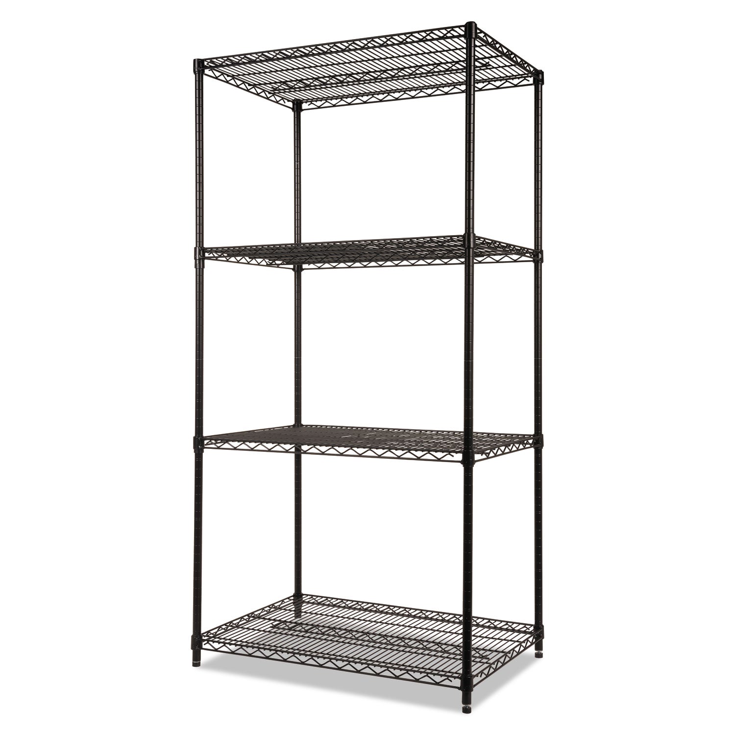 Alera® NSF Certified Industrial Four-Shelf Wire Shelving Kit, 36w x 24d x 72h, Black