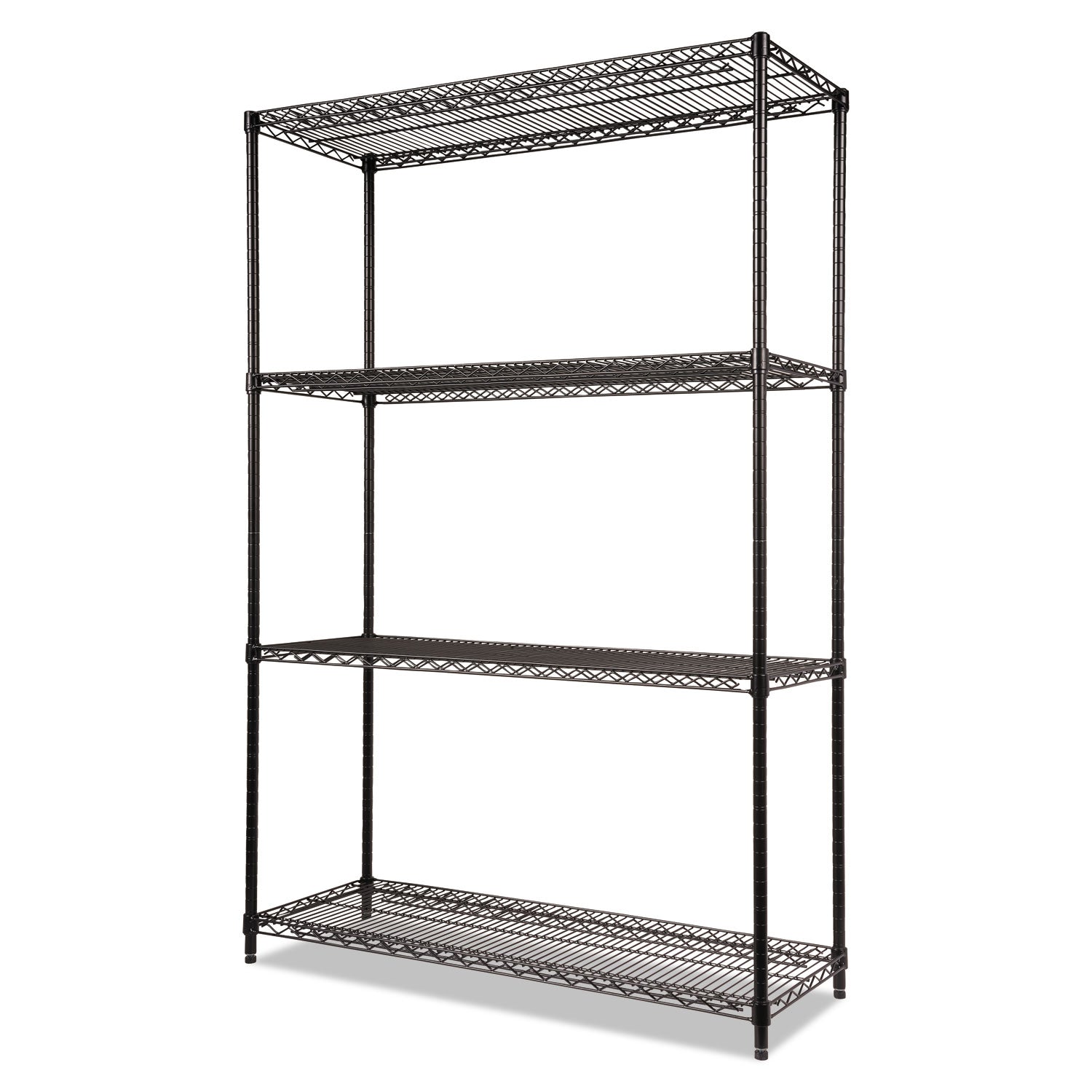 Alera® NSF Certified Industrial Four-Shelf Wire Shelving Kit, 48w x 18d x 72h, Black