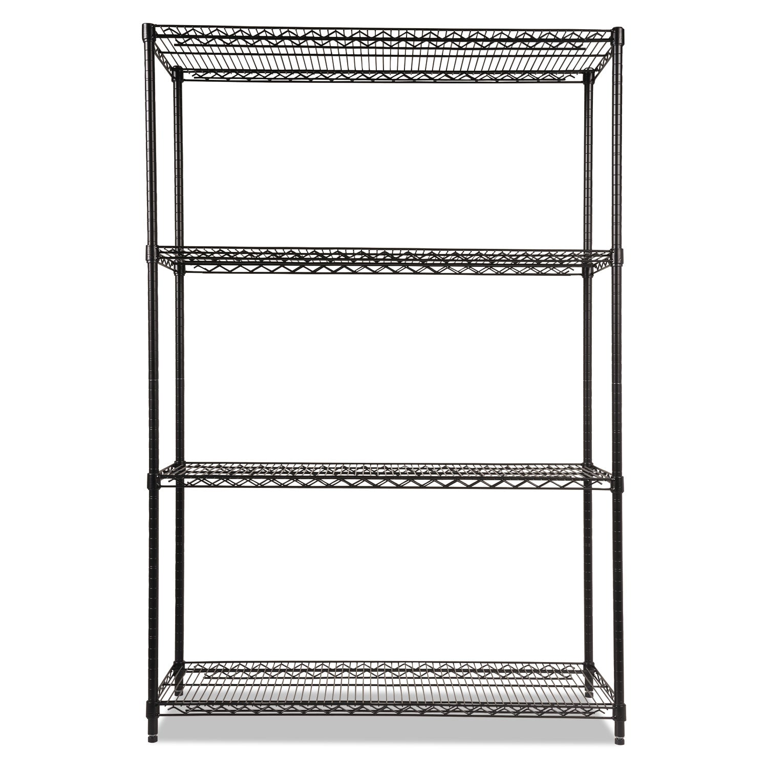 Alera® NSF Certified Industrial Four-Shelf Wire Shelving Kit, 48w x 18d x 72h, Black