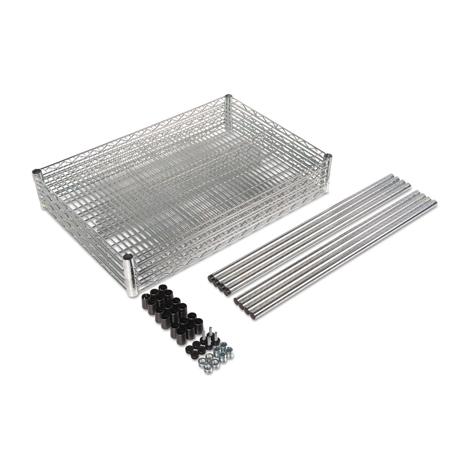 Alera® NSF Certified Industrial Four-Shelf Wire Shelving Kit, 48w x 24d x 72h, Silver